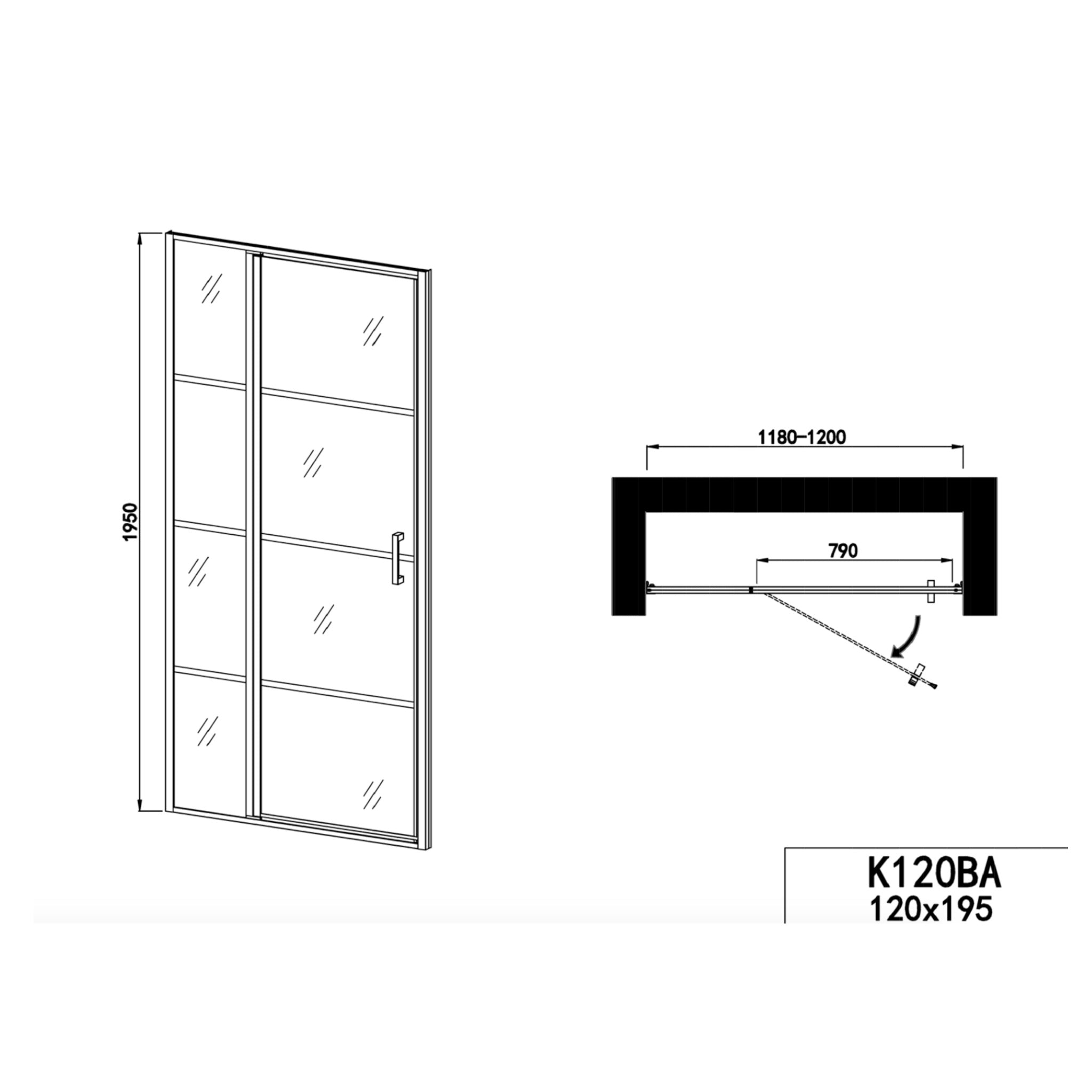 Puerta batiente 120 cm | Negro mate
