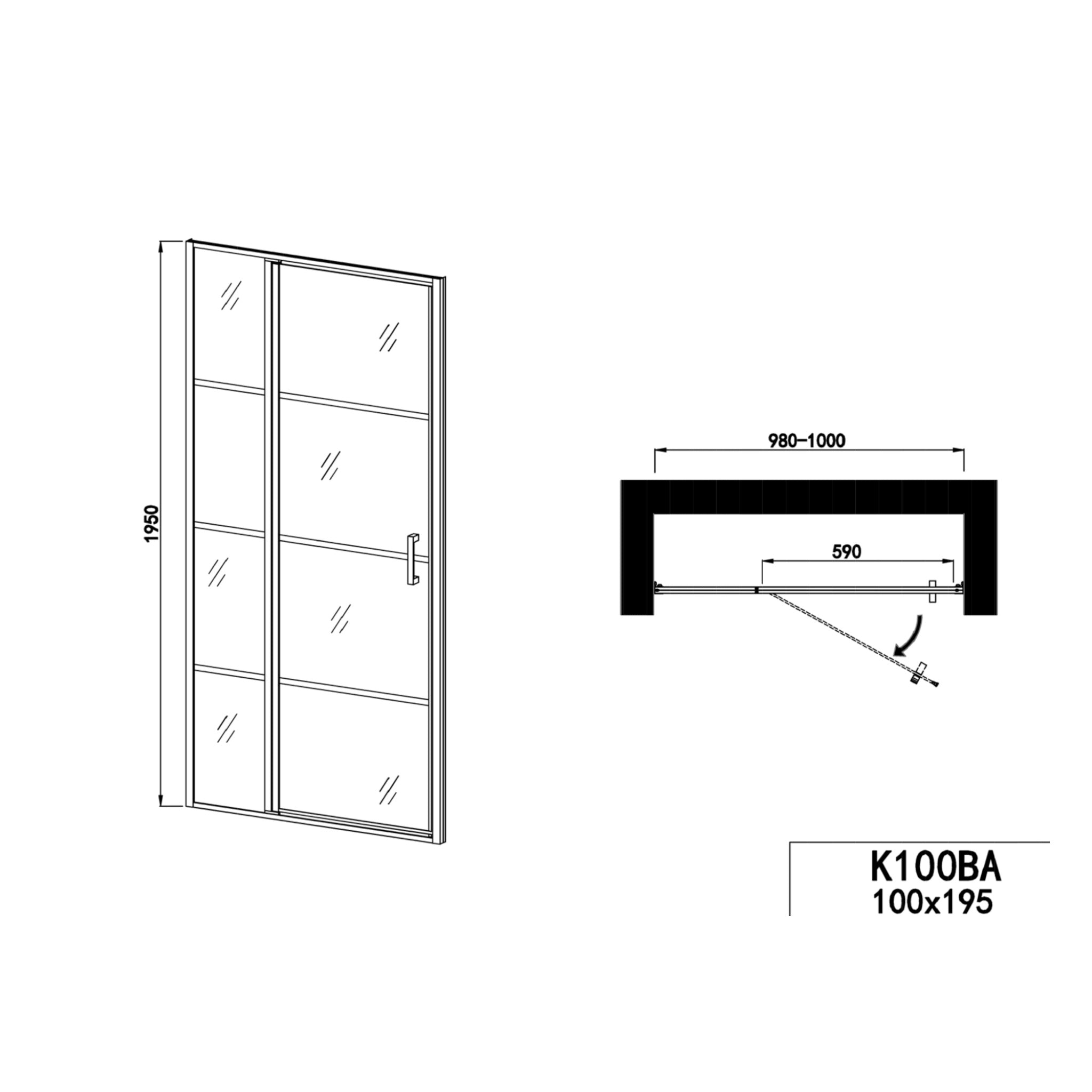 Puerta batiente 100 cm | Negro mate