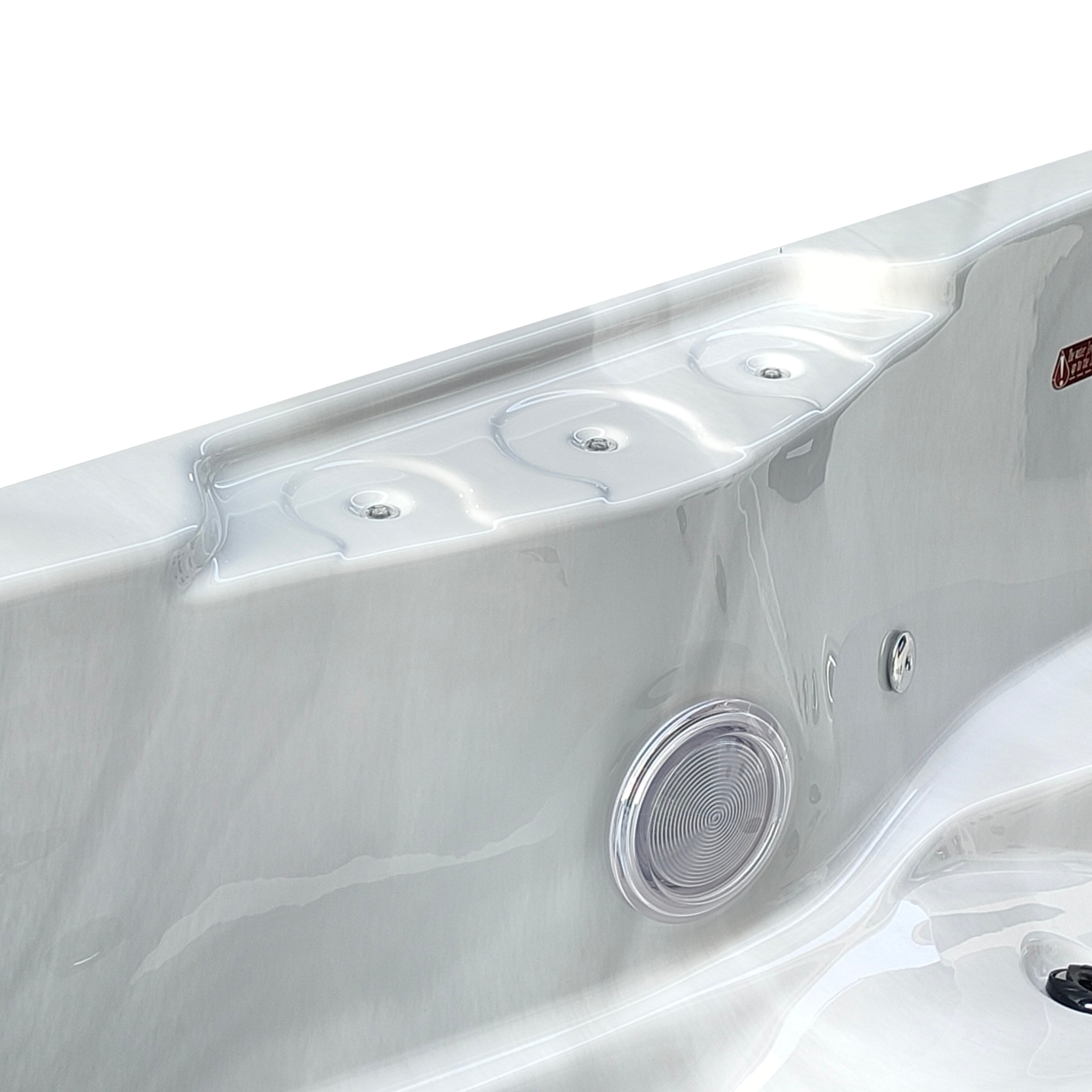 Bañera de hidromasaje exterior Modena MÁRMOL BLANCO con cubierta 205x130x70 cm resistente a las heladas