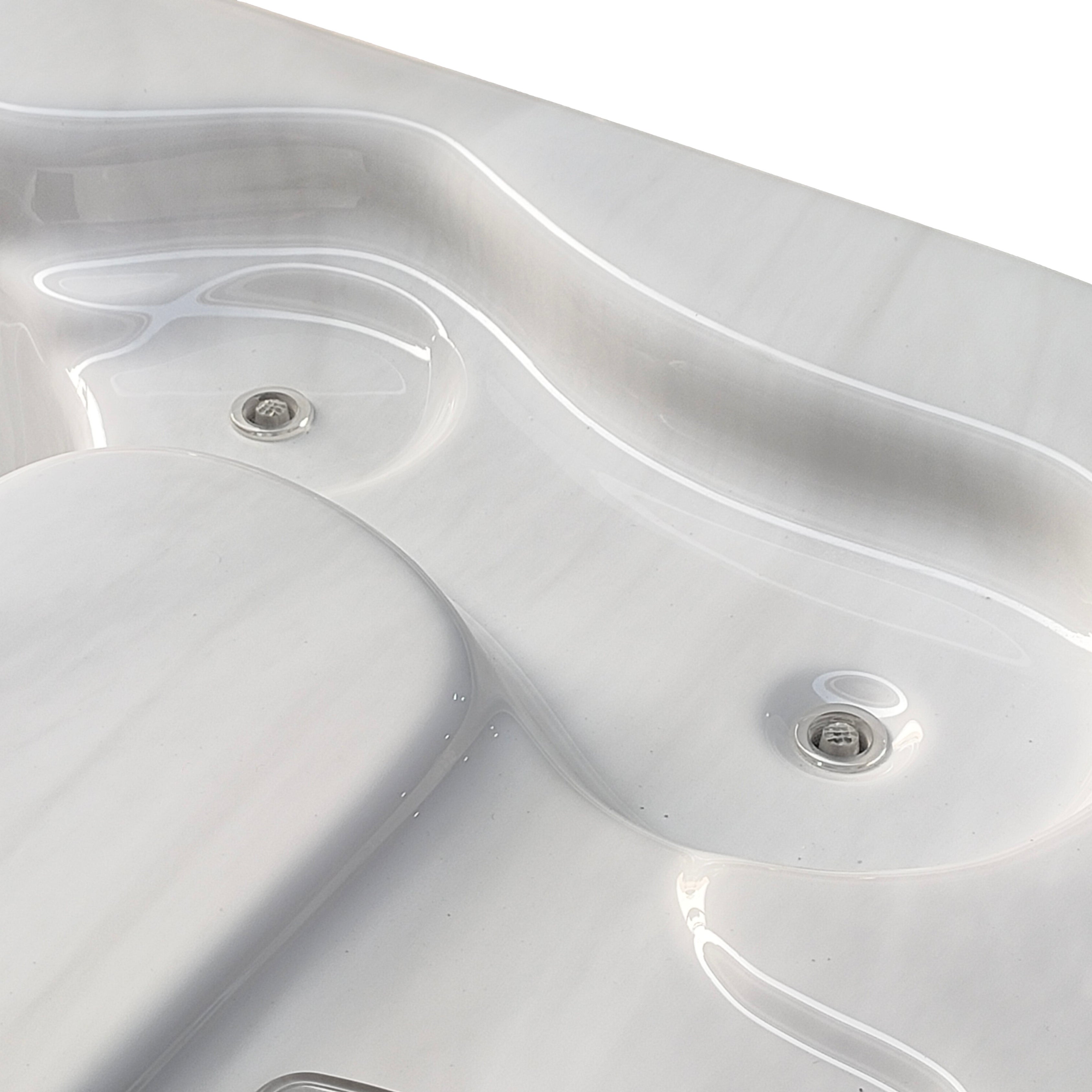 Bañera de hidromasaje exterior Modena MÁRMOL BLANCO con cubierta 205x130x70 cm resistente a las heladas