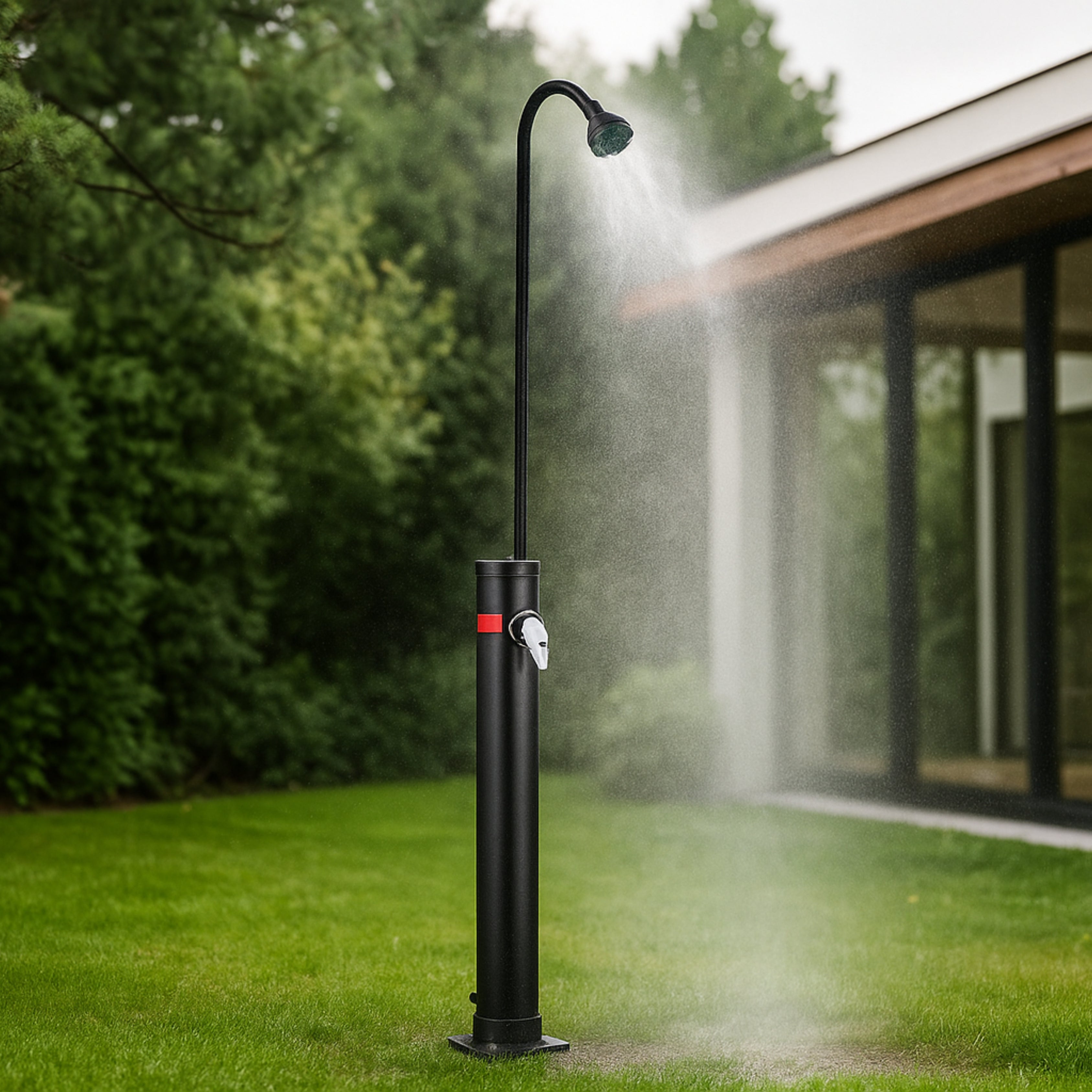 Ducha solar de 10 l para exterior, color negro