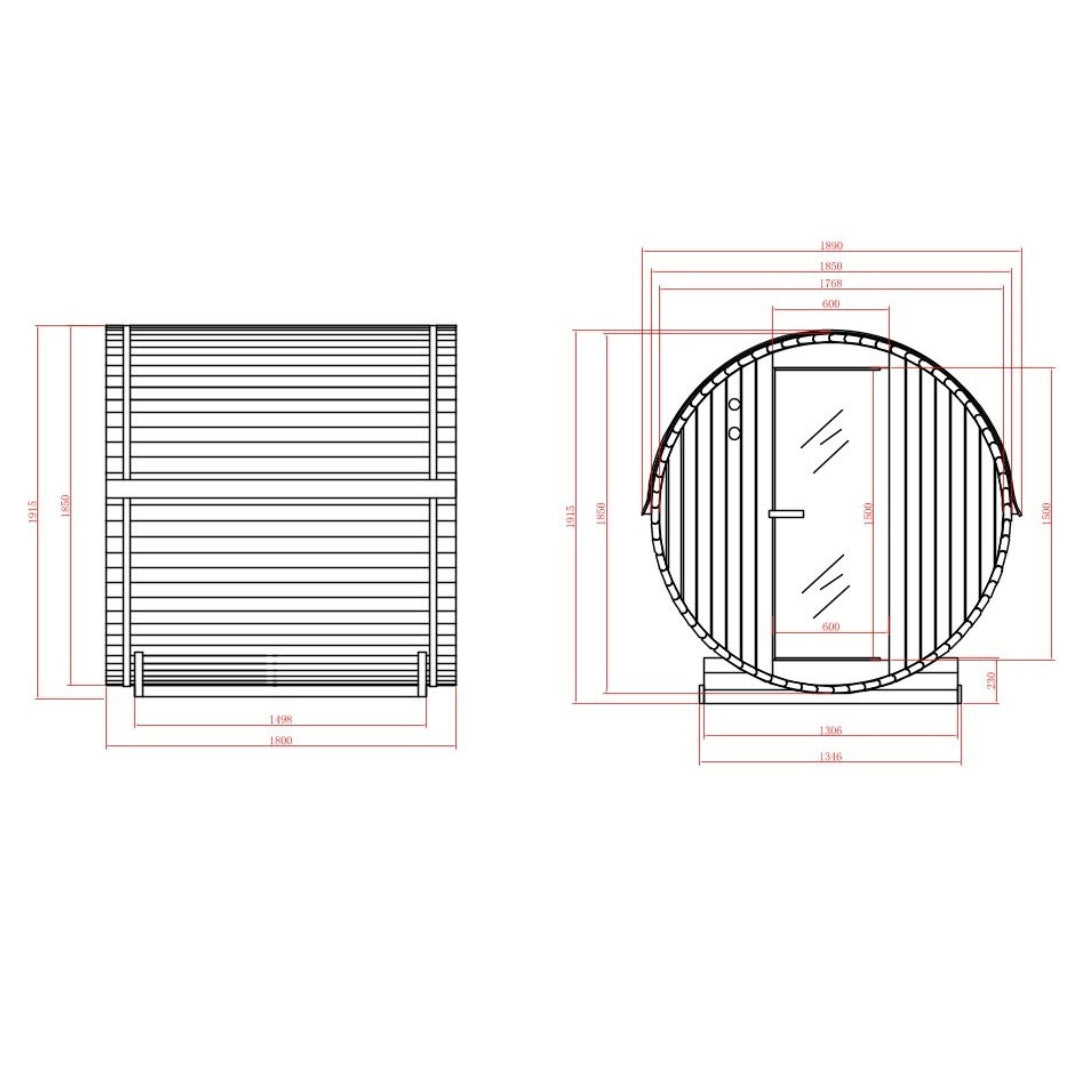 Outdoor Fasssauna TROMSÖ L für 4 Personen