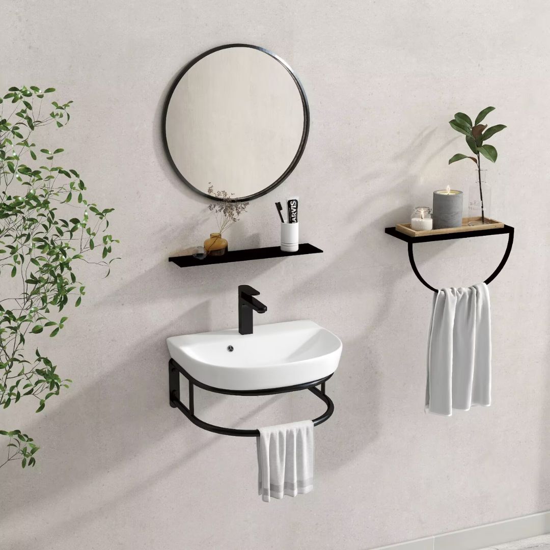 DELTA 45 washbasin console set with mirror and shelf