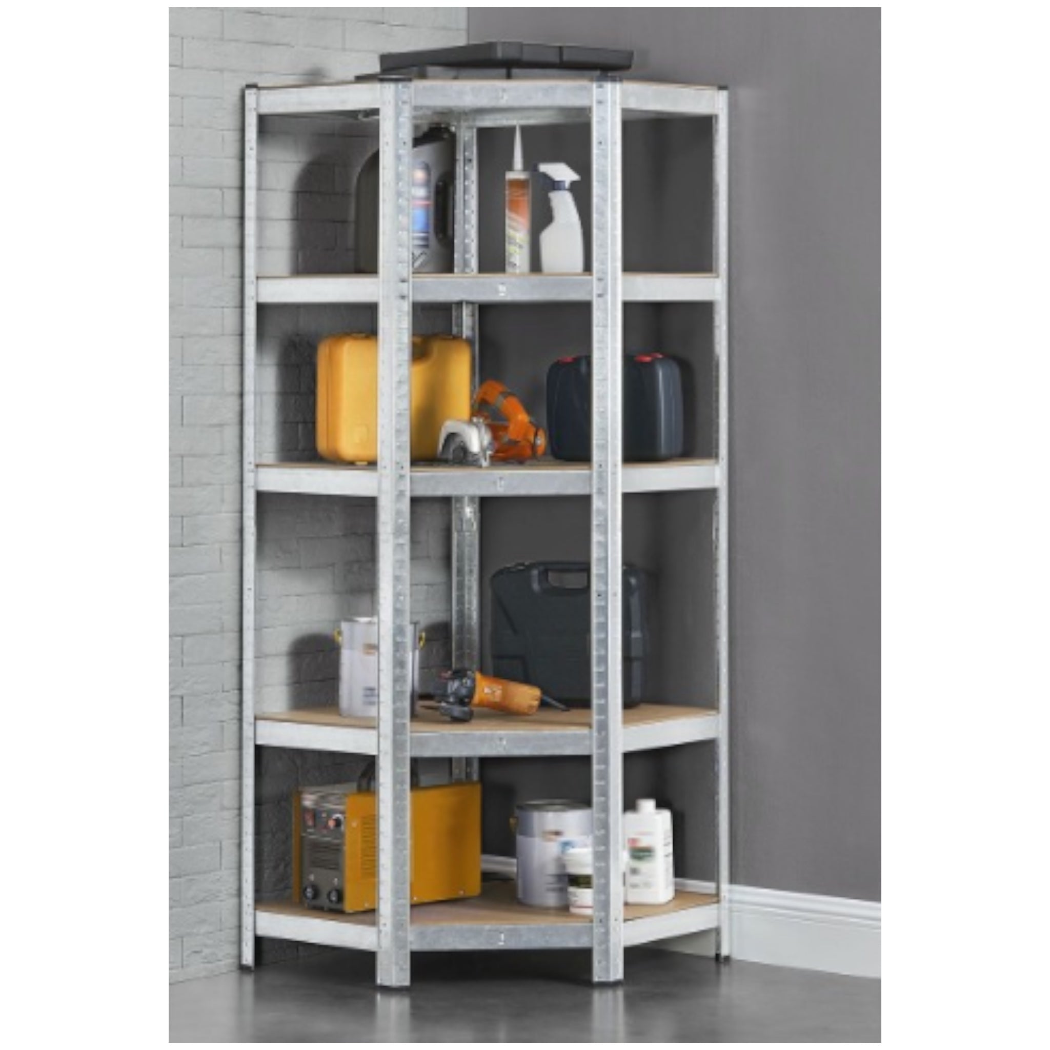 Estante esquinero resistente zinc 77x77x40x40x42x180 cm