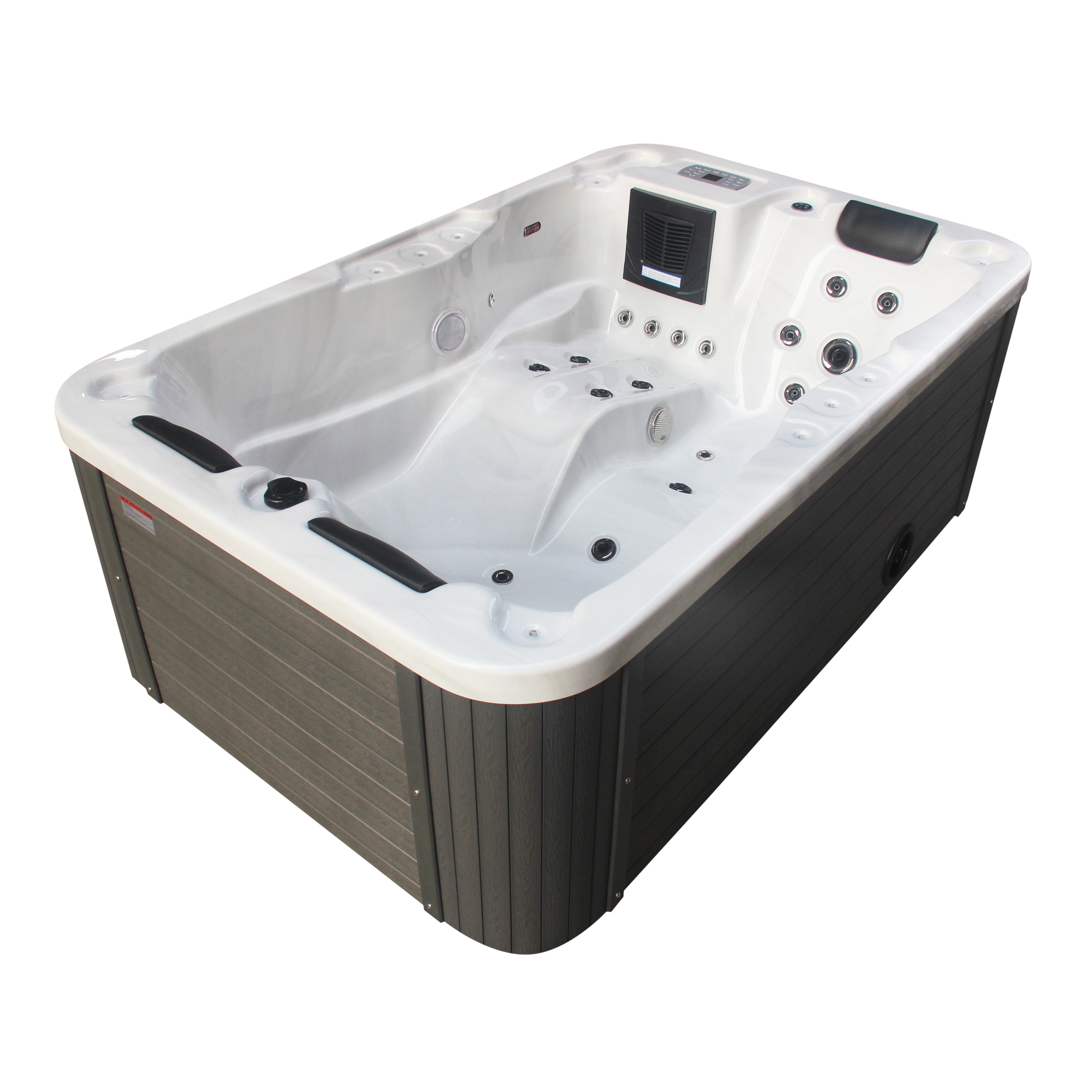 Bañera de hidromasaje exterior Modena MÁRMOL BLANCO con cubierta 205x130x70 cm resistente a las heladas