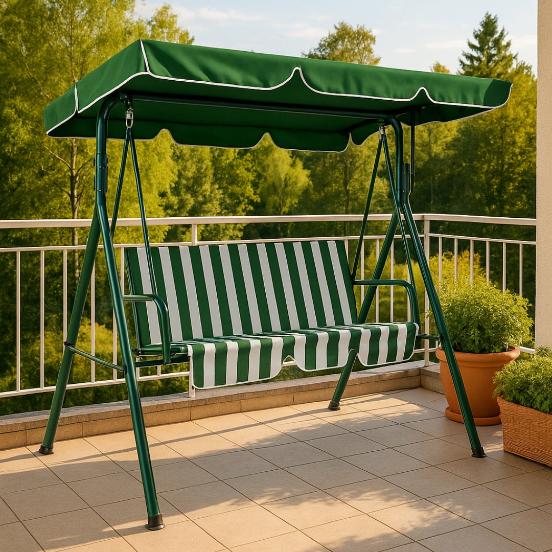 Columpio Hollywood verde rayas blancas 172x112x152 cm