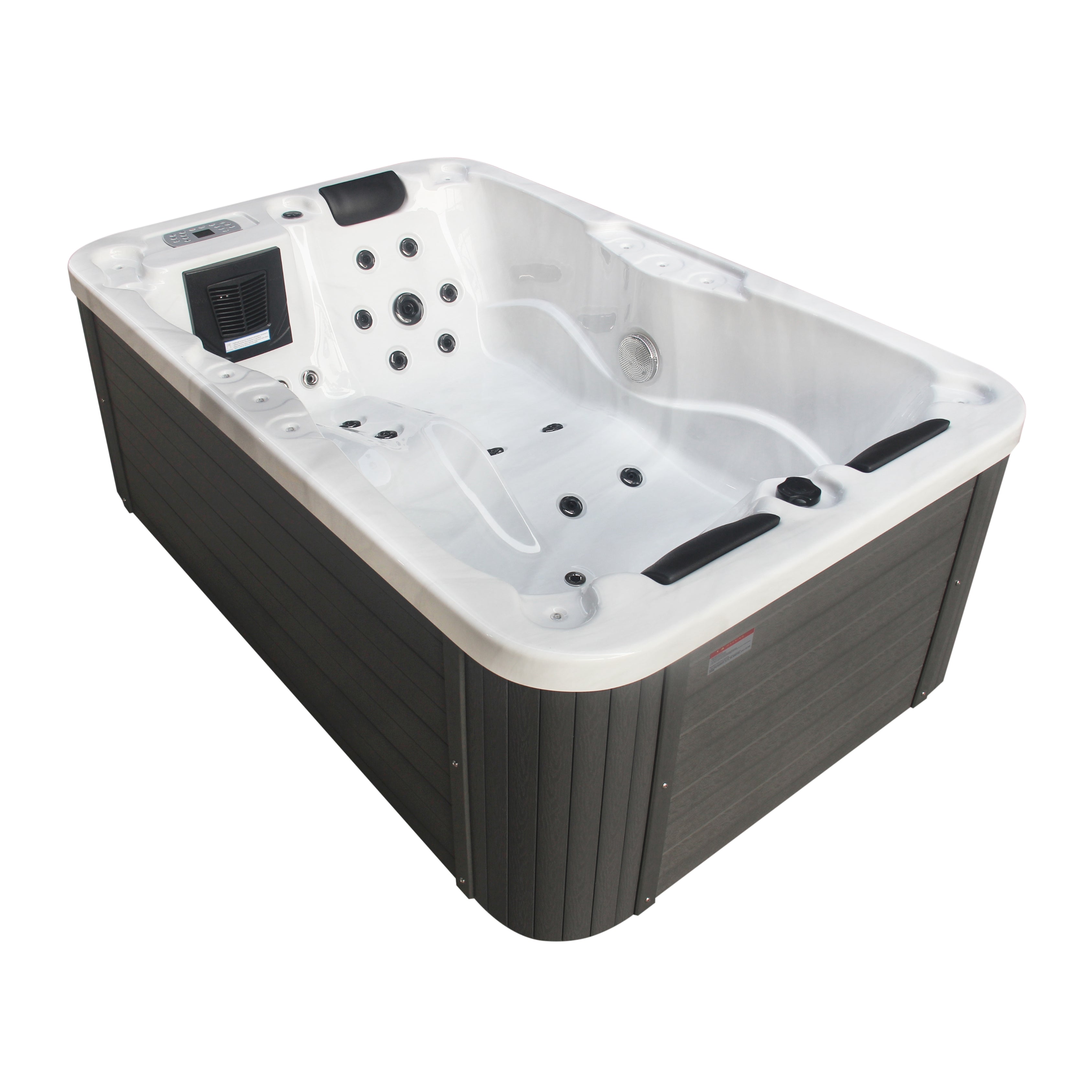 Bañera de hidromasaje exterior Modena MÁRMOL BLANCO con cubierta 205x130x70 cm resistente a las heladas