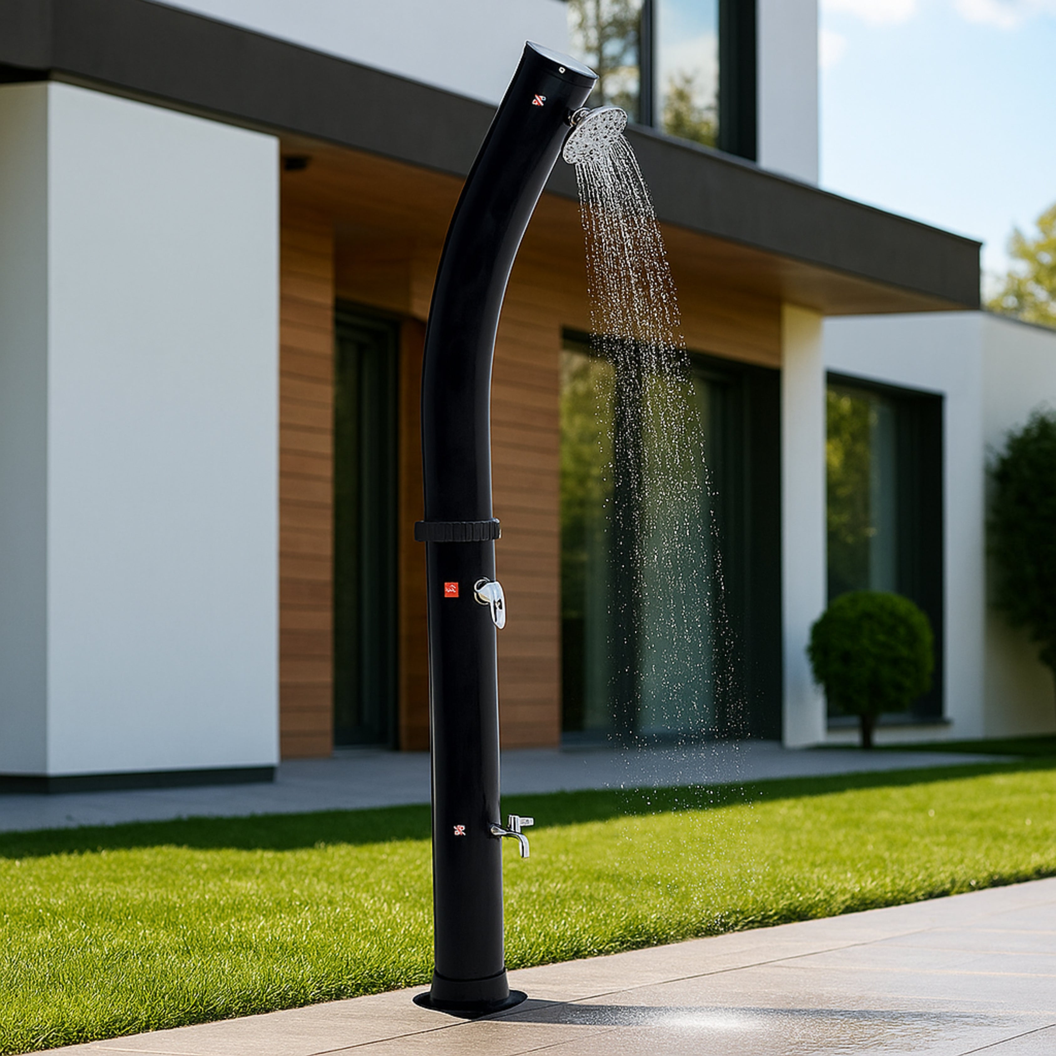 Curved 38L Outdoor Solar Shower – Black