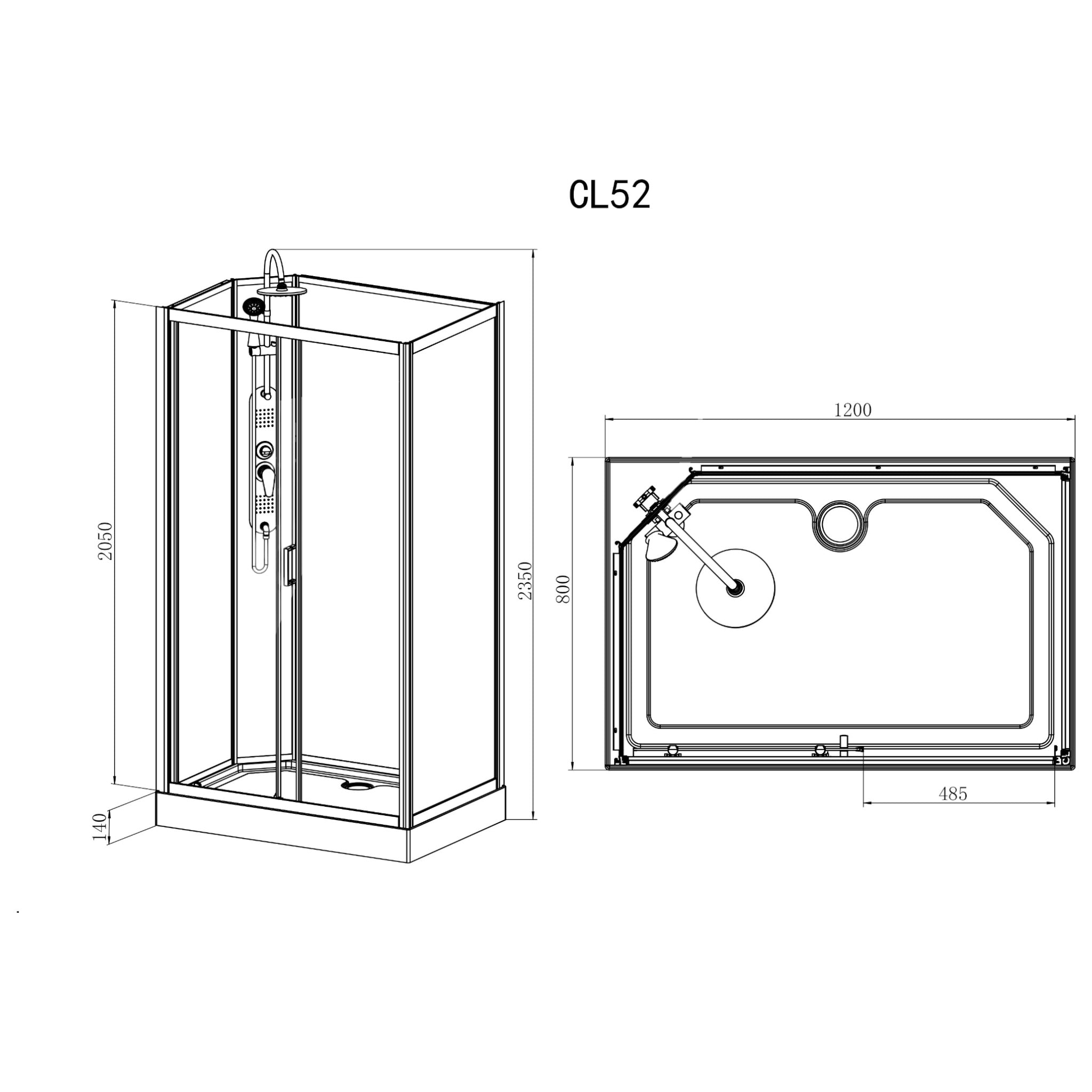 Complete shower enclosure EPIC 3 with quick assembly 80x120x235 cm