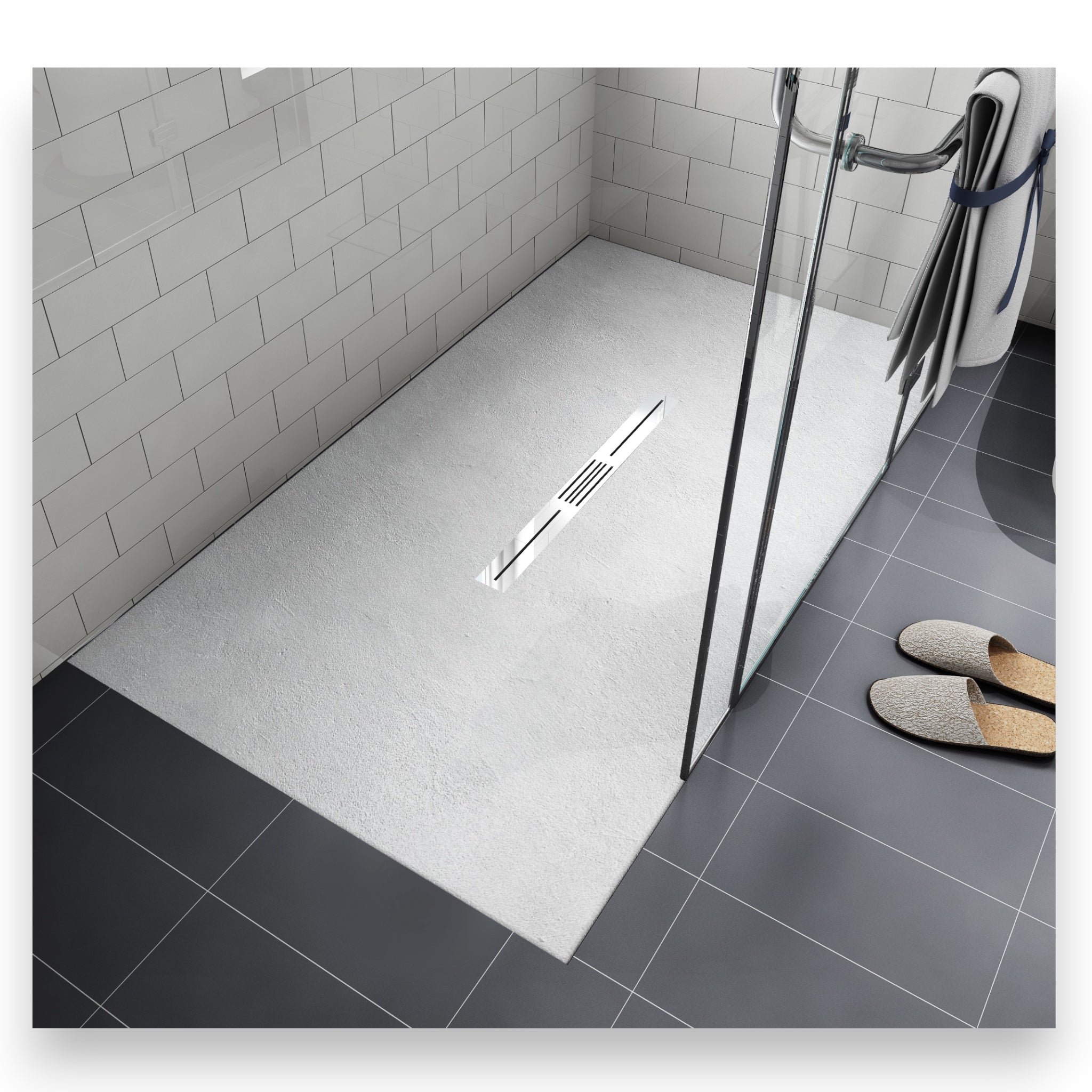 SMC Brausetasse 170x80 cm | Grau Steinoptik