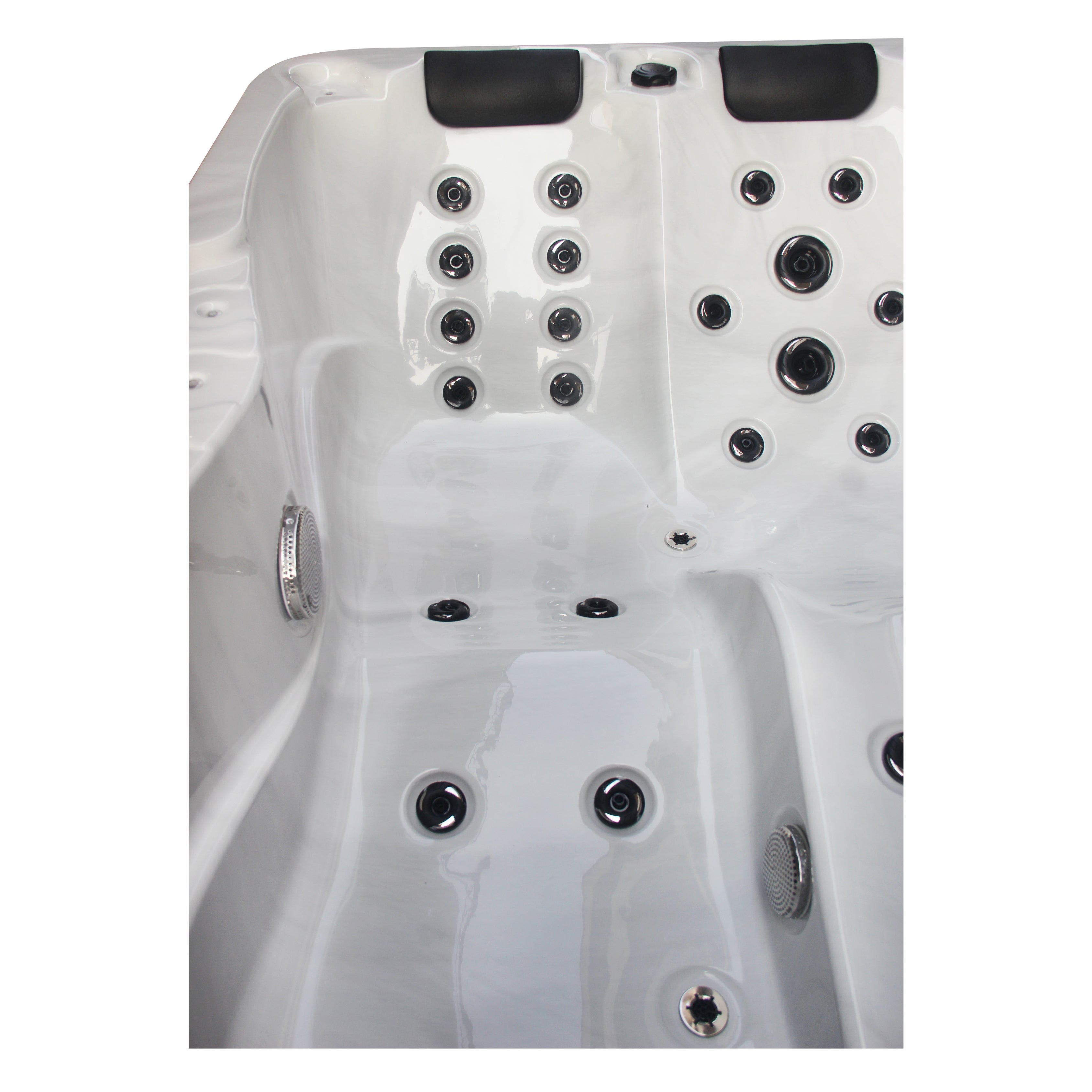 Bañera de hidromasaje exterior Modena MÁRMOL BLANCO con cubierta 205x130x70 cm resistente a las heladas