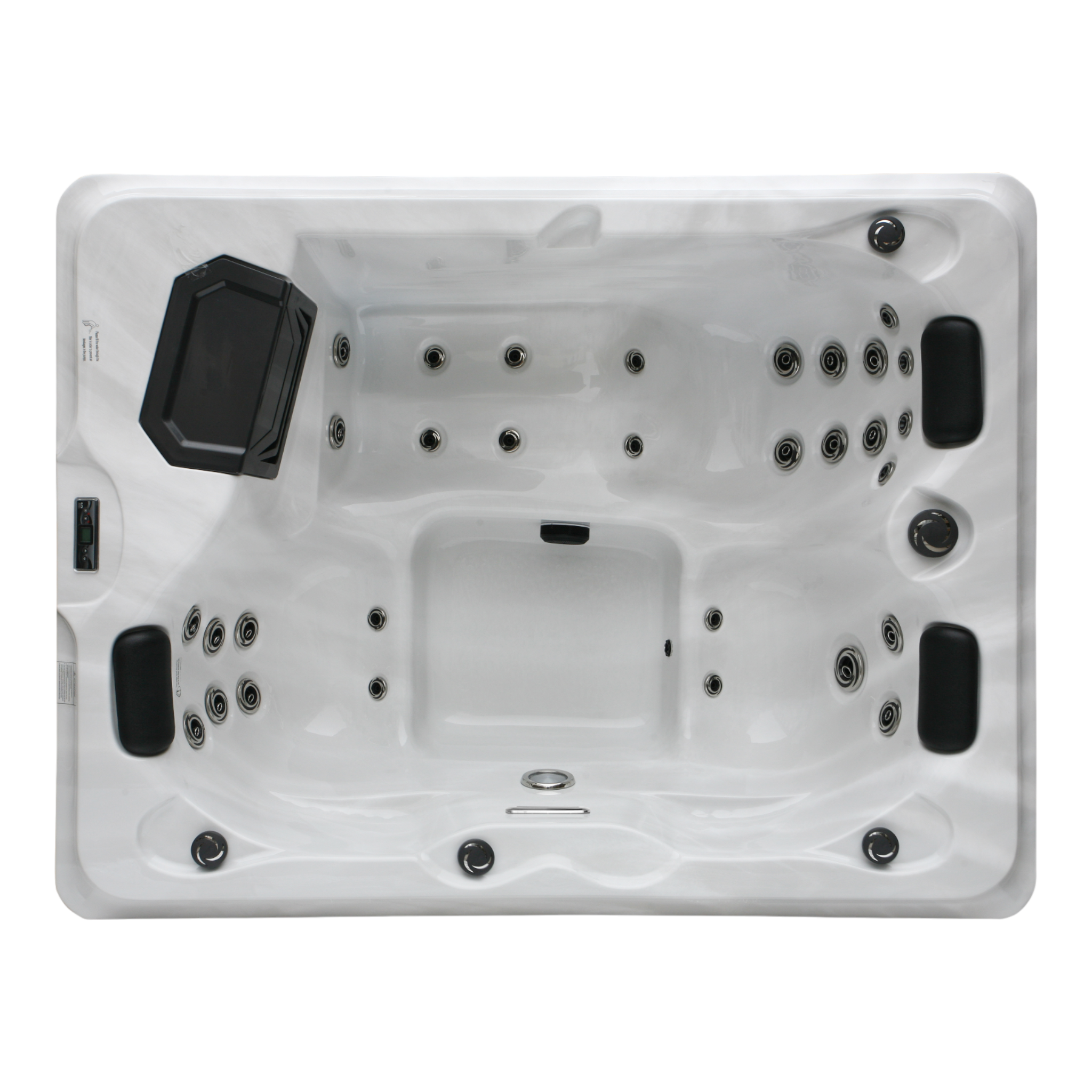 Outdoor whirlpool FIJI WHITE MARBLE including cover and stairs 210x160x80 cm frost-proof