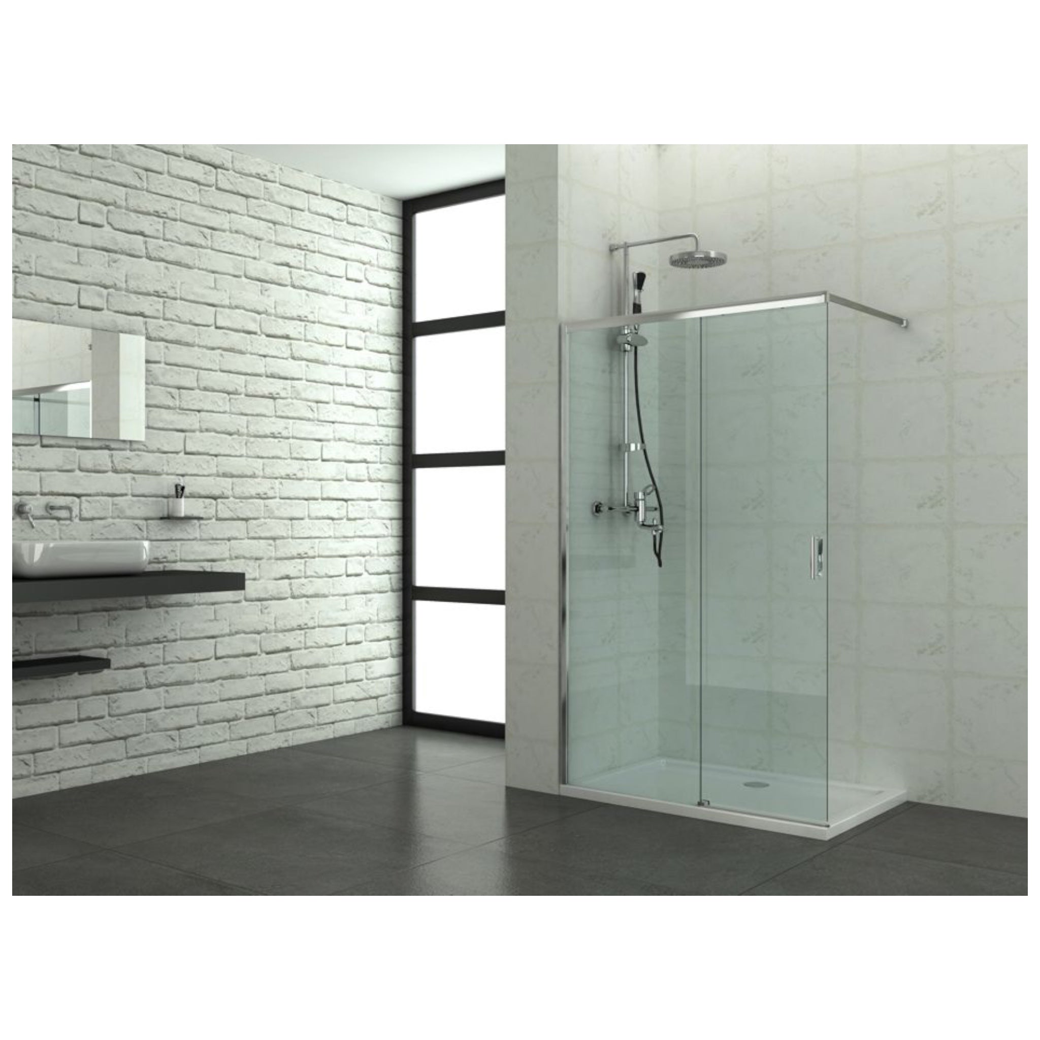 Mampara de ducha Elite cromada con puerta corredera reversible 120-122x195 cm