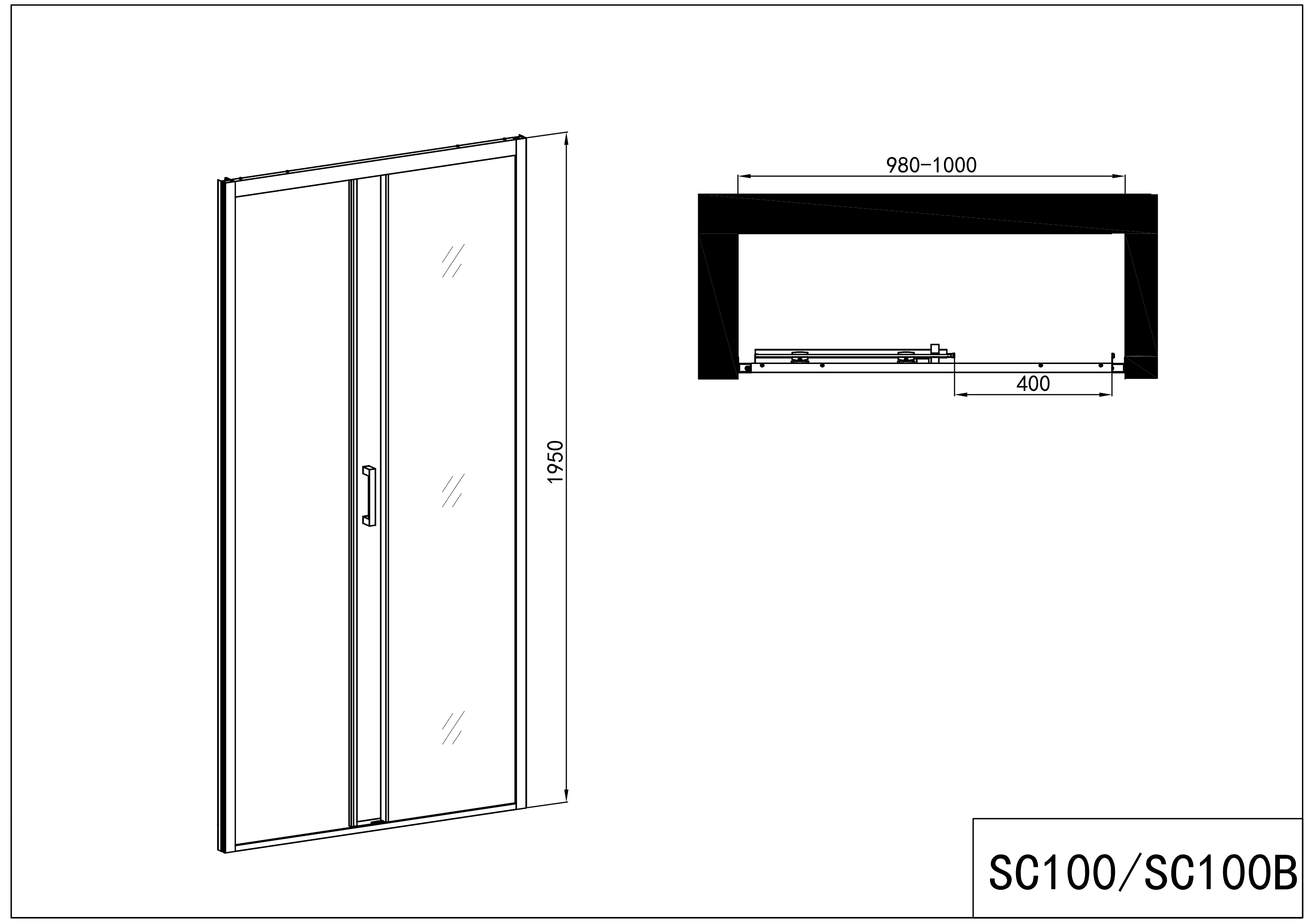 Puerta corredera Elite Black en 2 tamaños diferentes