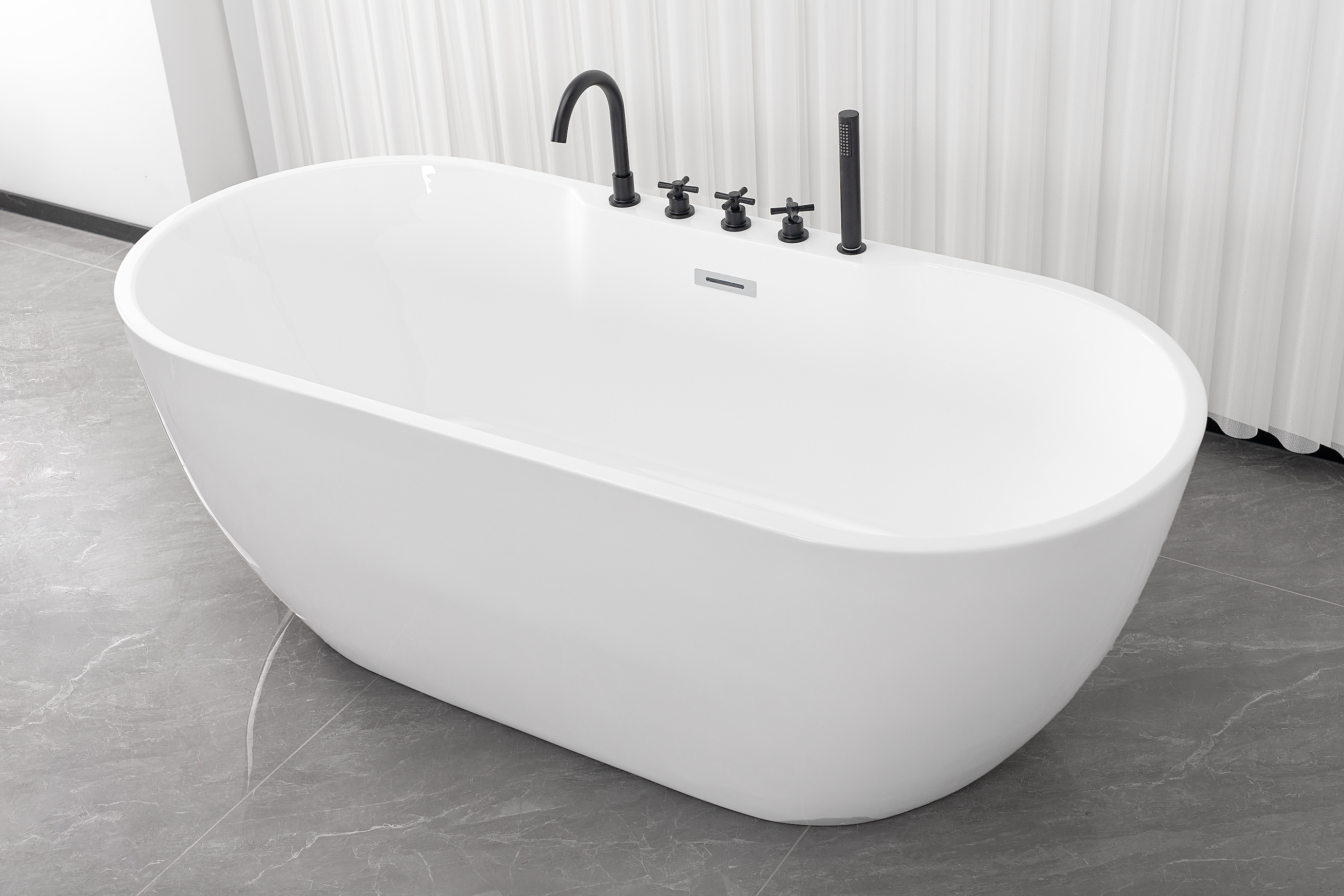 Bañera exenta ARUBA negro mate 170x75x58 cm