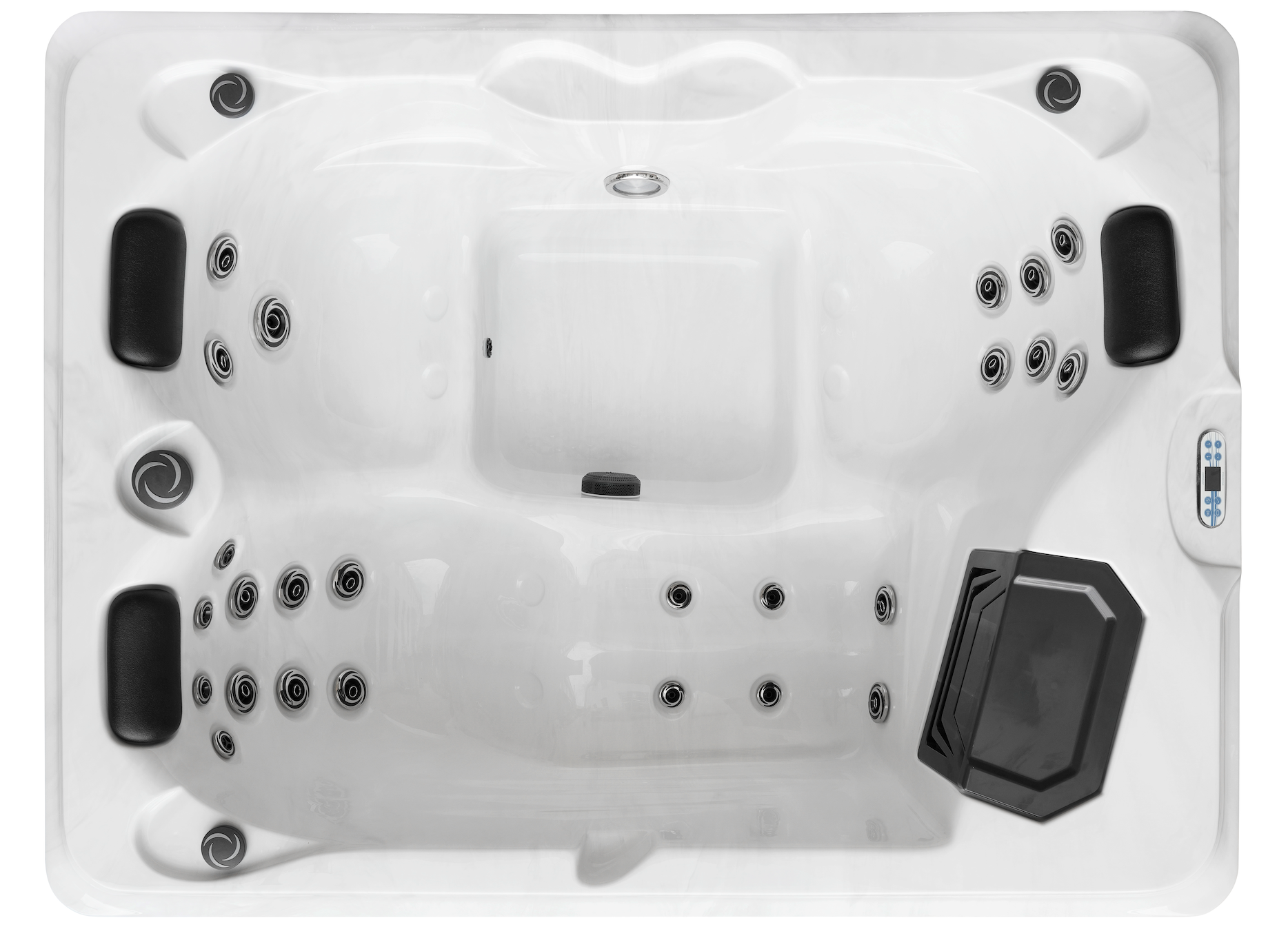 Jacuzzi exterior Diablo MÁRMOL BLANCO con cubierta y escalera - 210 x 160 x 80 cm resistente a las heladas