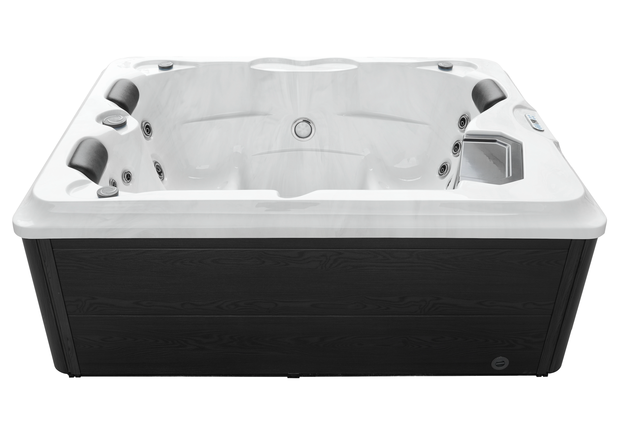 Jacuzzi exterior Diablo MÁRMOL BLANCO con cubierta y escalera - 210 x 160 x 80 cm resistente a las heladas
