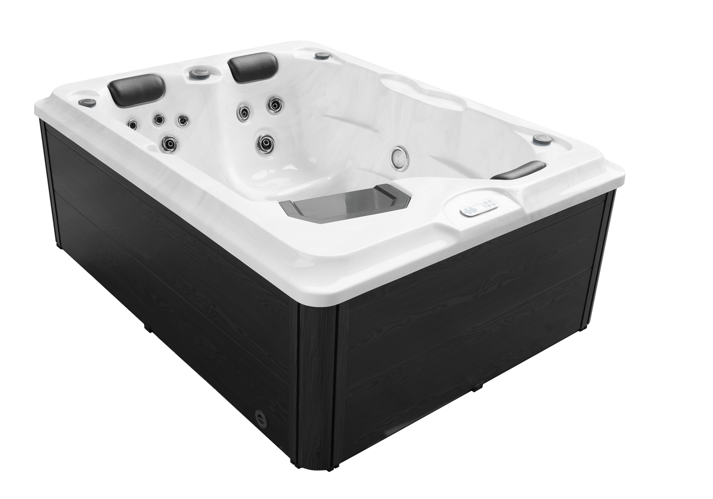 Jacuzzi exterior Diablo MÁRMOL BLANCO con cubierta y escalera - 210 x 160 x 80 cm resistente a las heladas