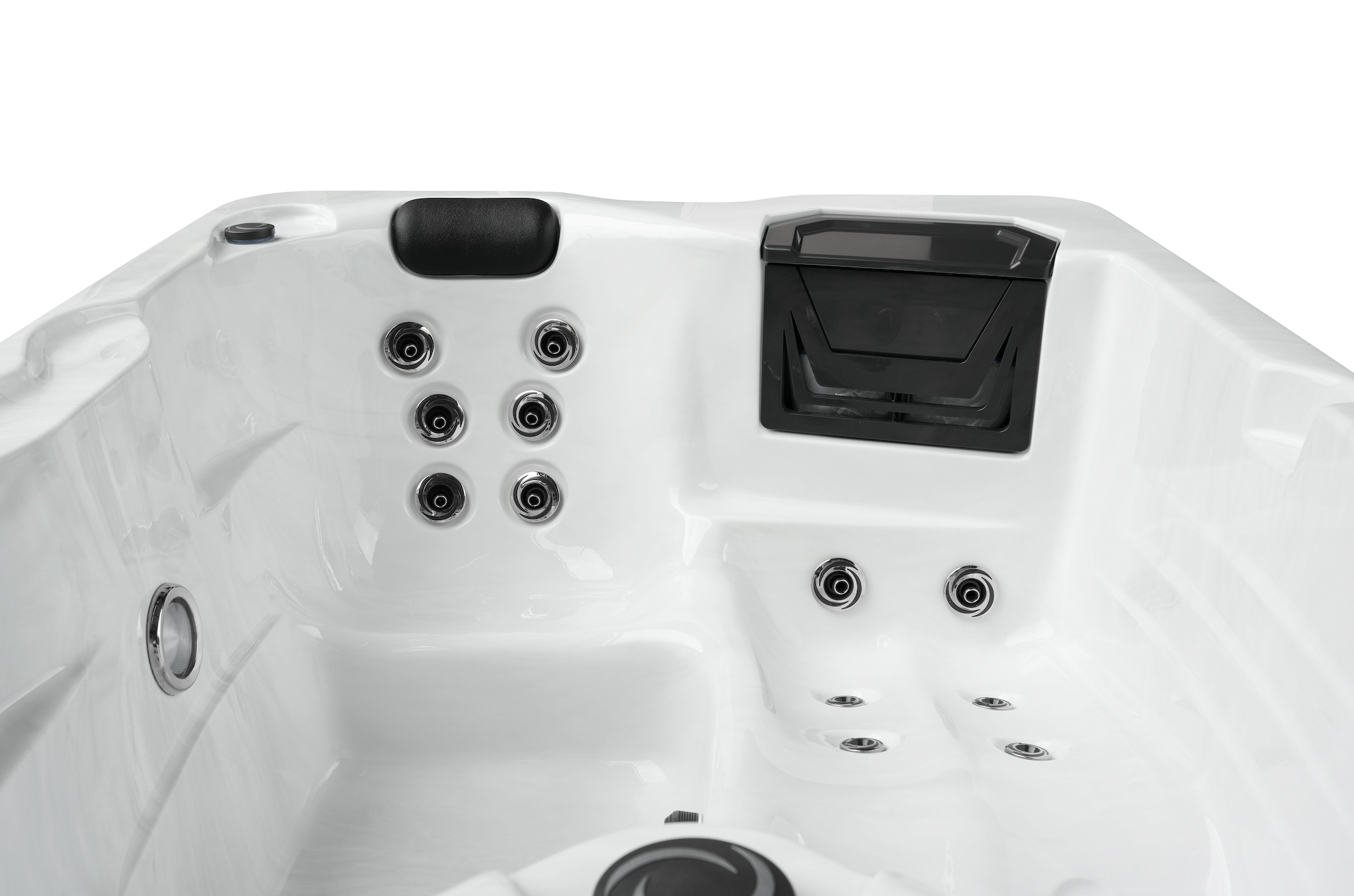 Jacuzzi exterior Diablo MÁRMOL BLANCO con cubierta y escalera - 210 x 160 x 80 cm resistente a las heladas