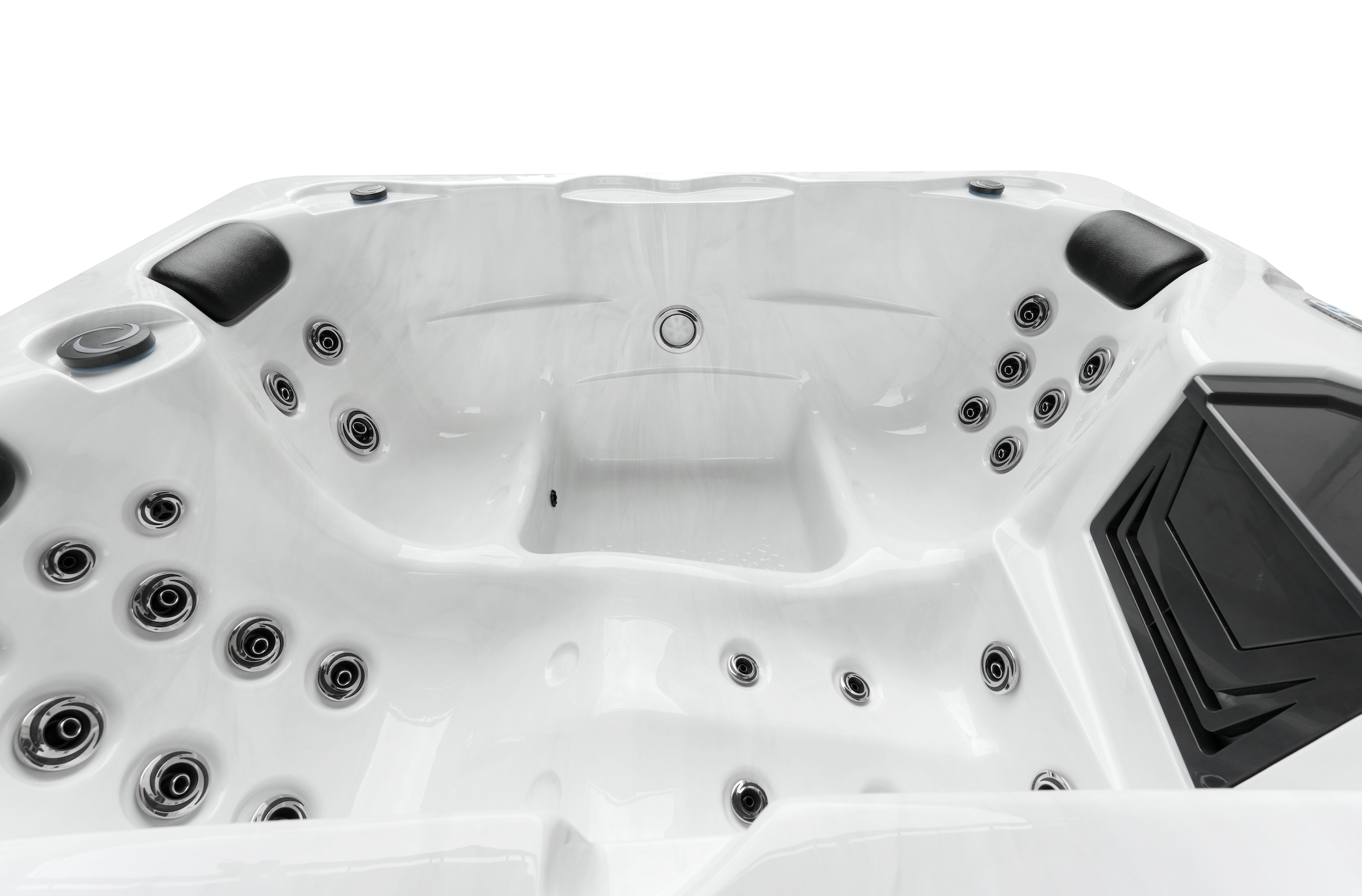 Jacuzzi exterior Diablo MÁRMOL BLANCO con cubierta y escalera - 210 x 160 x 80 cm resistente a las heladas