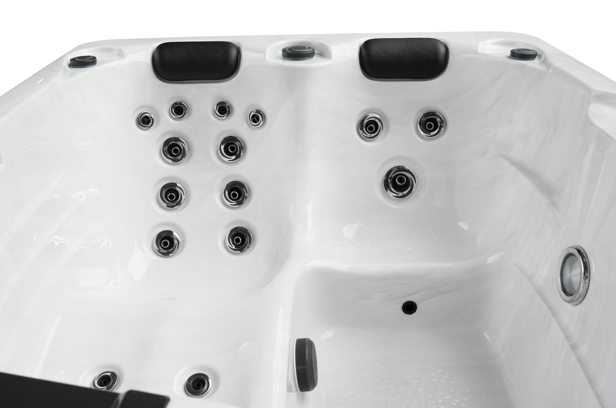 Jacuzzi exterior Diablo MÁRMOL BLANCO con cubierta y escalera - 210 x 160 x 80 cm resistente a las heladas