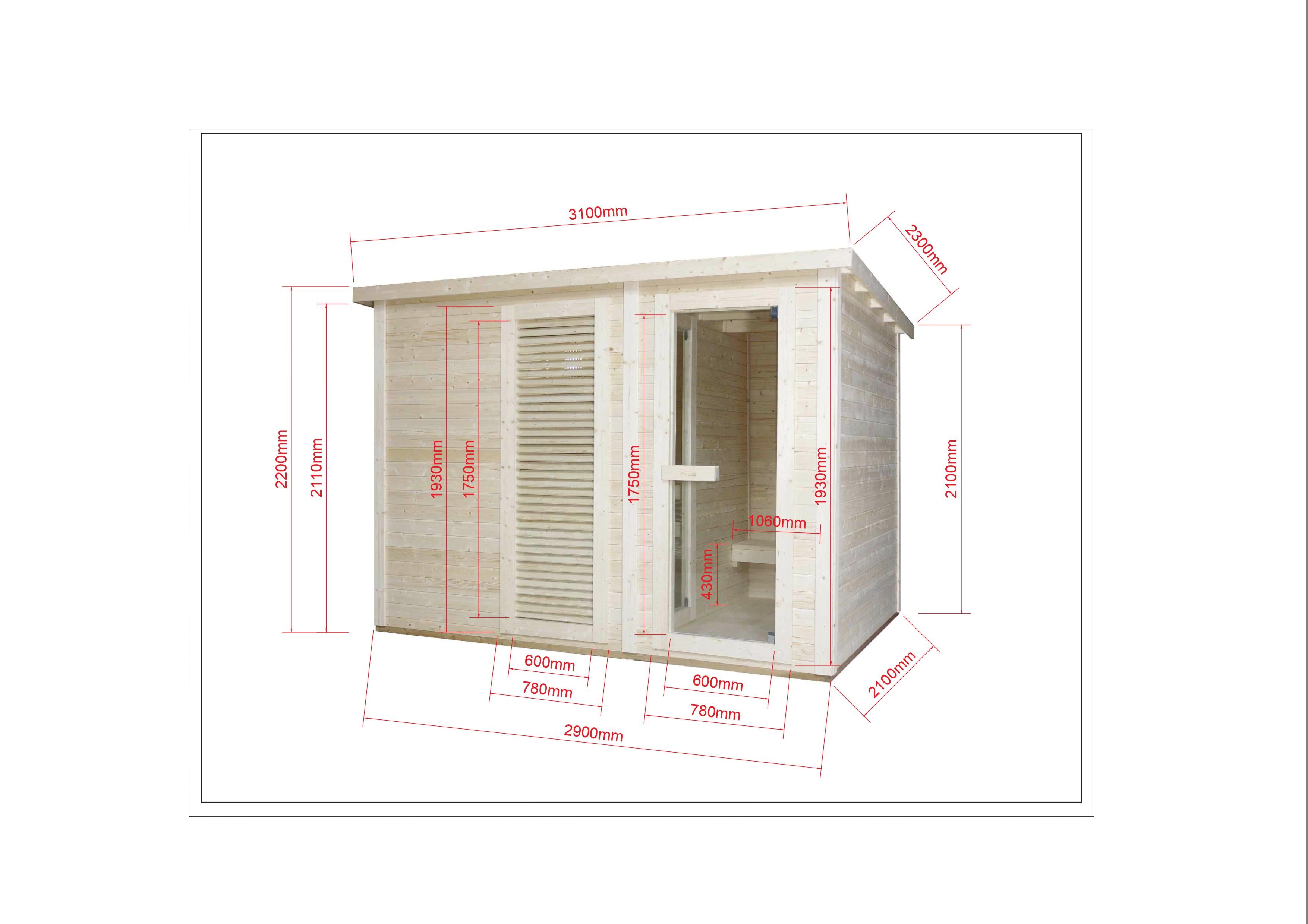 Outdoorsauna VAASA für 4 - 5 Personen mit Umkleide