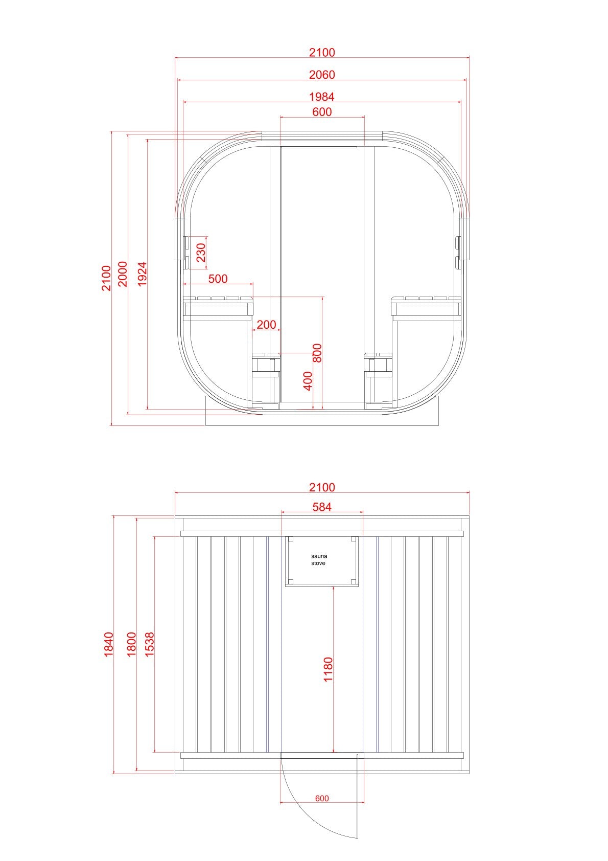 Outdoor Sauna HANKO für 6 Personen