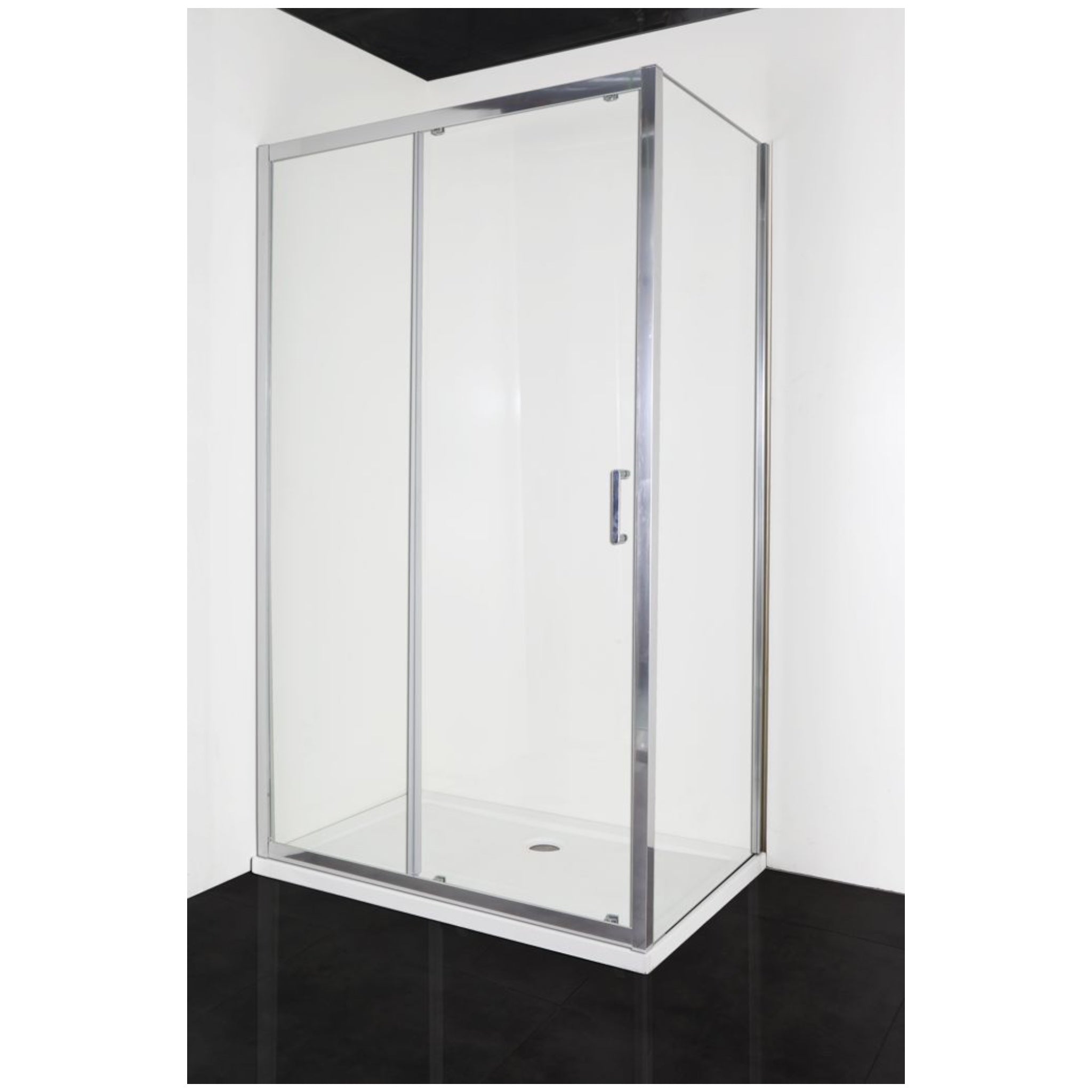 Puerta corredera Elite cromada de 6mm con cierre suave en 2 medidas diferentes