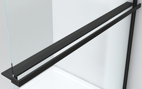 Handtuchhalter + Ablage für WALK IN Aluminium schwarz 120 cm