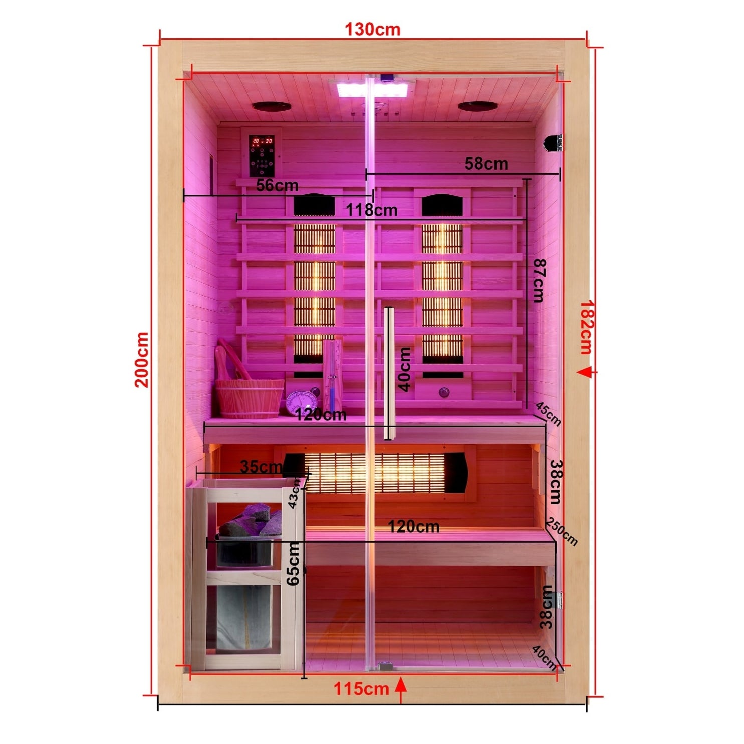 Sauna de infrarrojos y finlandesa TWINCOMBI para 2 personas