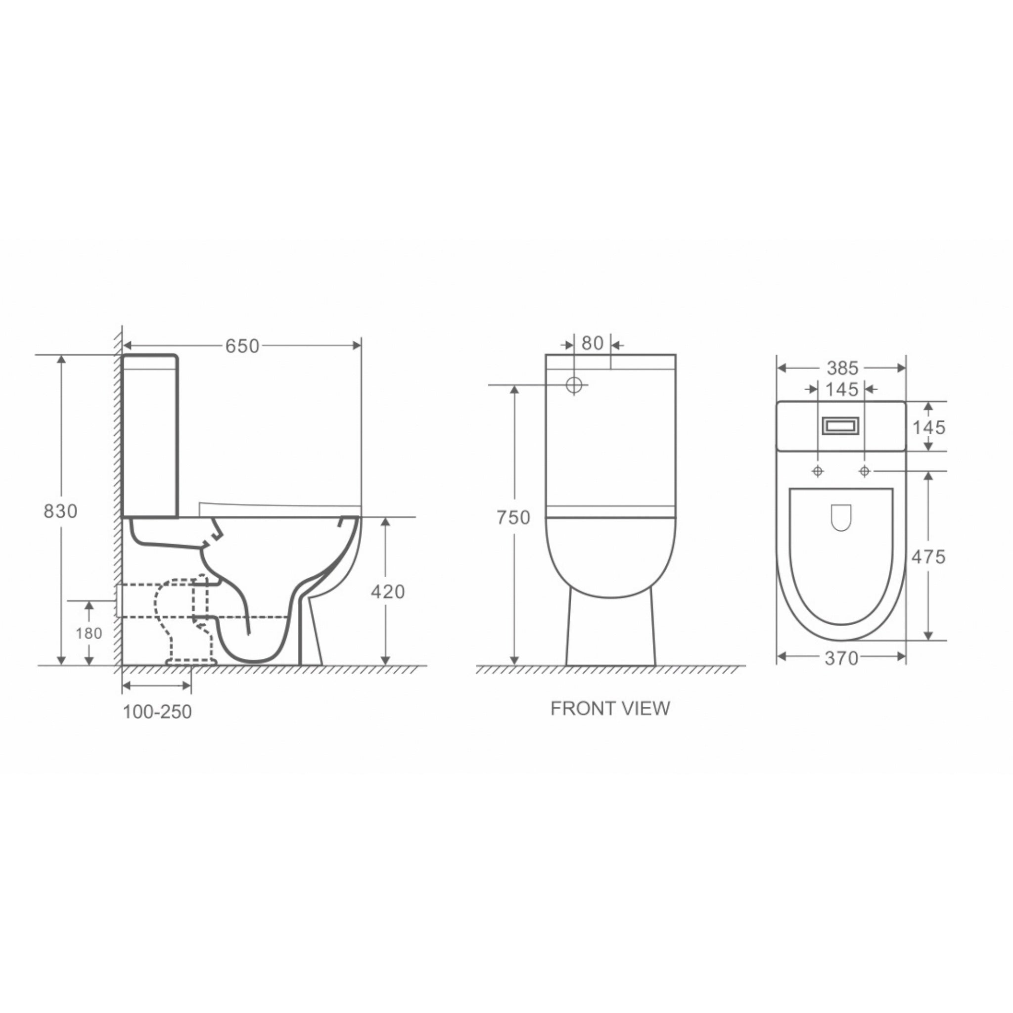 Monobloque de inodoro sin borde MONO que incluye asiento de inodoro