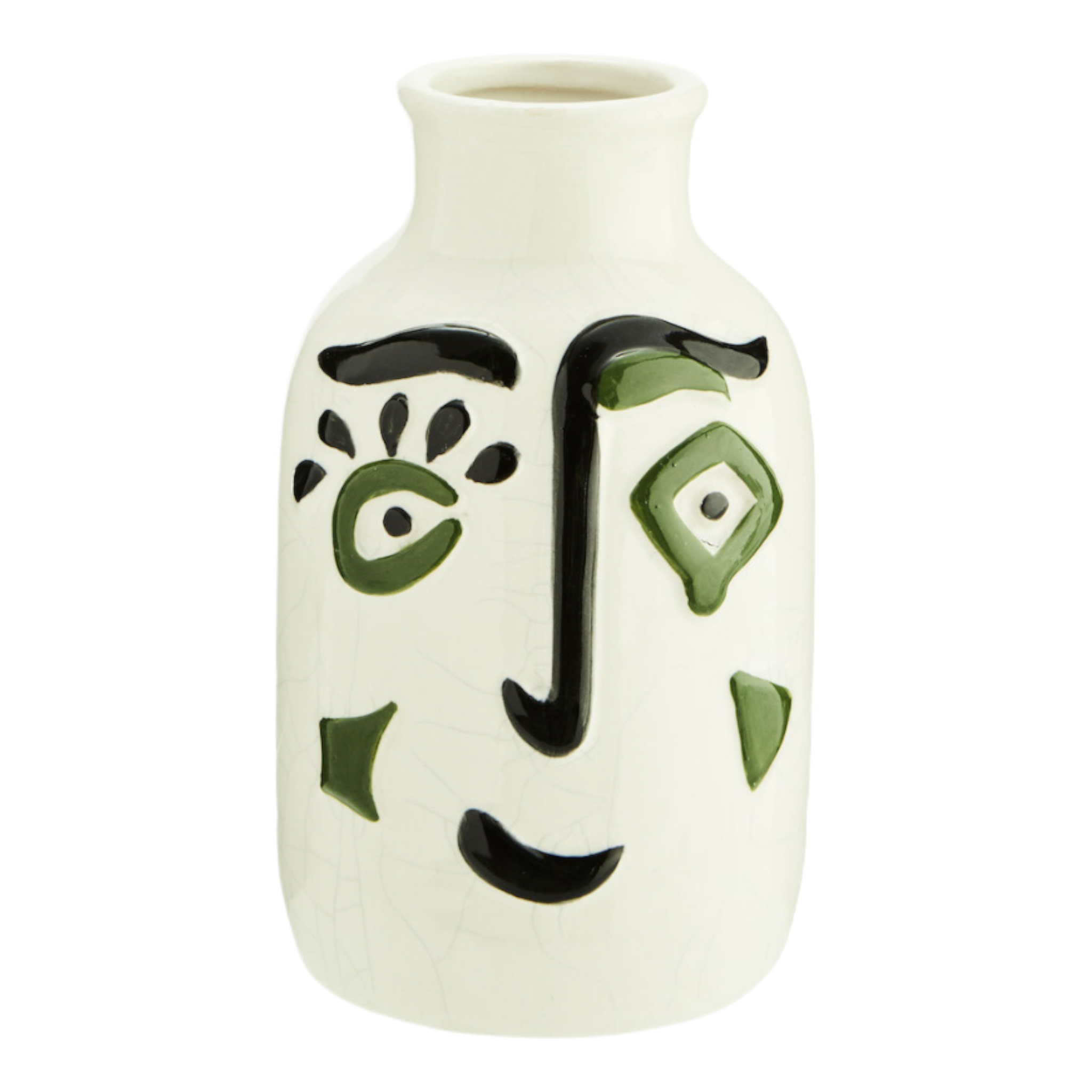 Stoneware vase with face Ø 10.5x17.5 cm