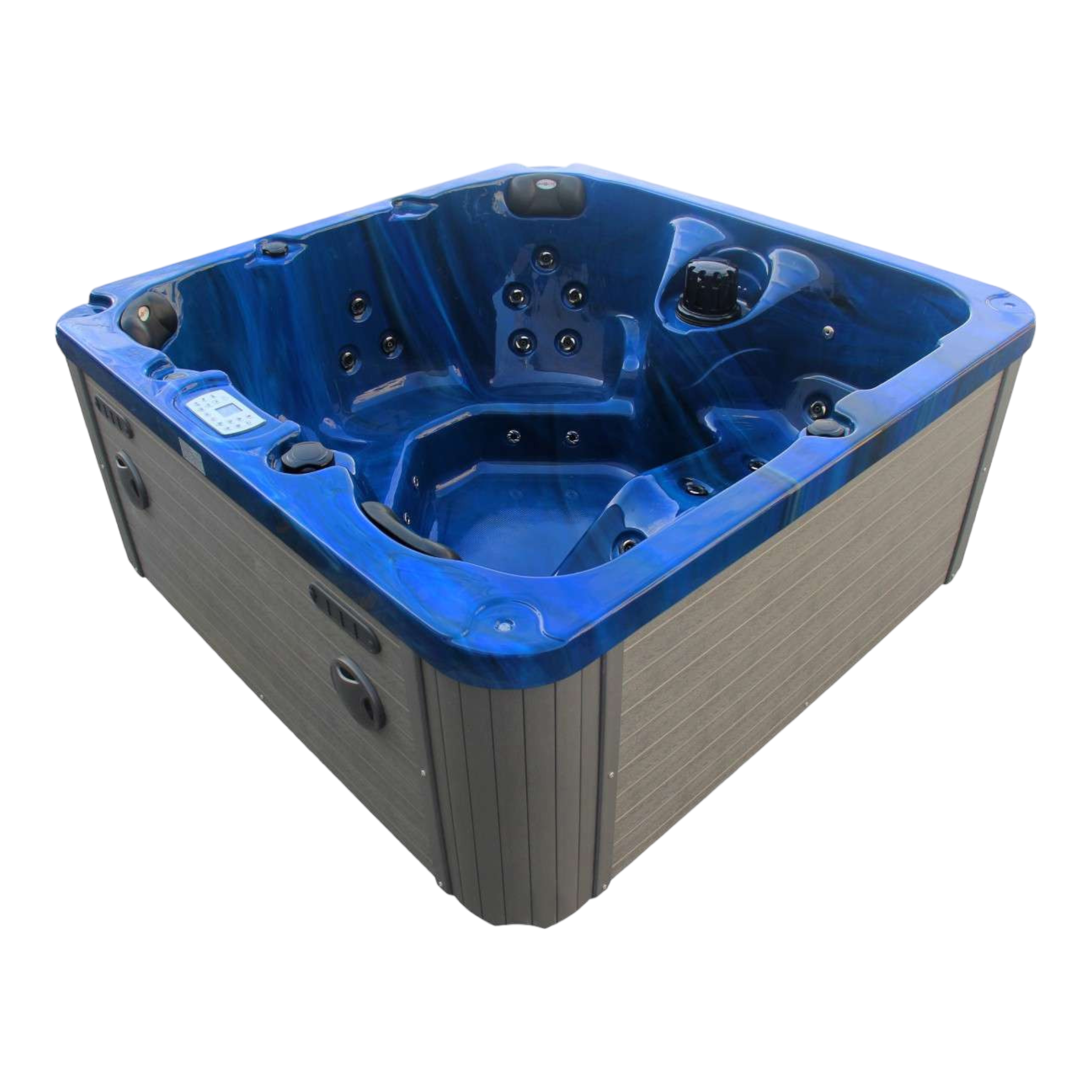 Outdoorwhirlpool PALMA BLUE MARBLE inkl. Abdeckung und Stiege 190x190x86 cm frostsicher