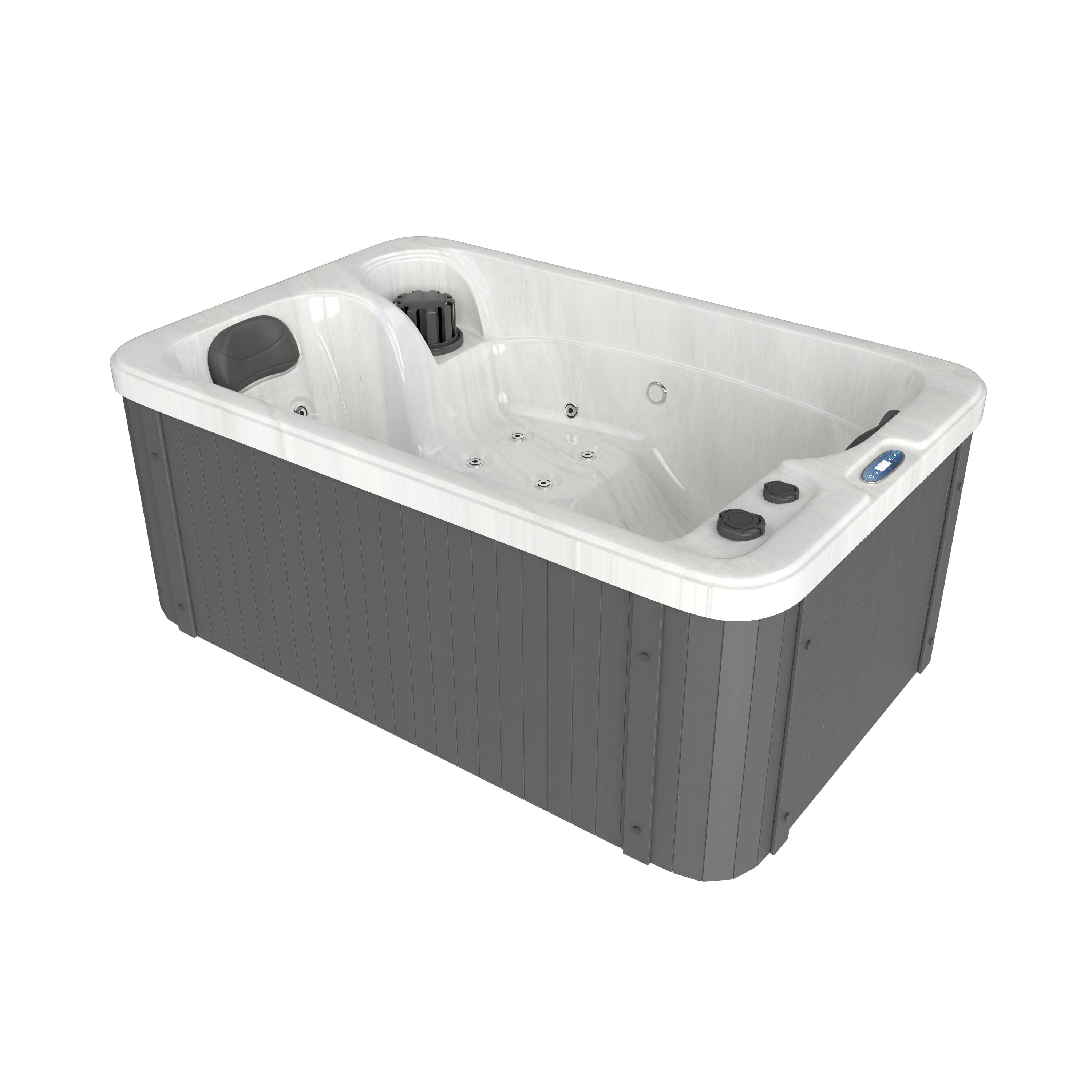 Bañera de hidromasaje exterior SPLIT MÁRMOL BLANCO con cubierta 175x115x70 cm resistente a las heladas