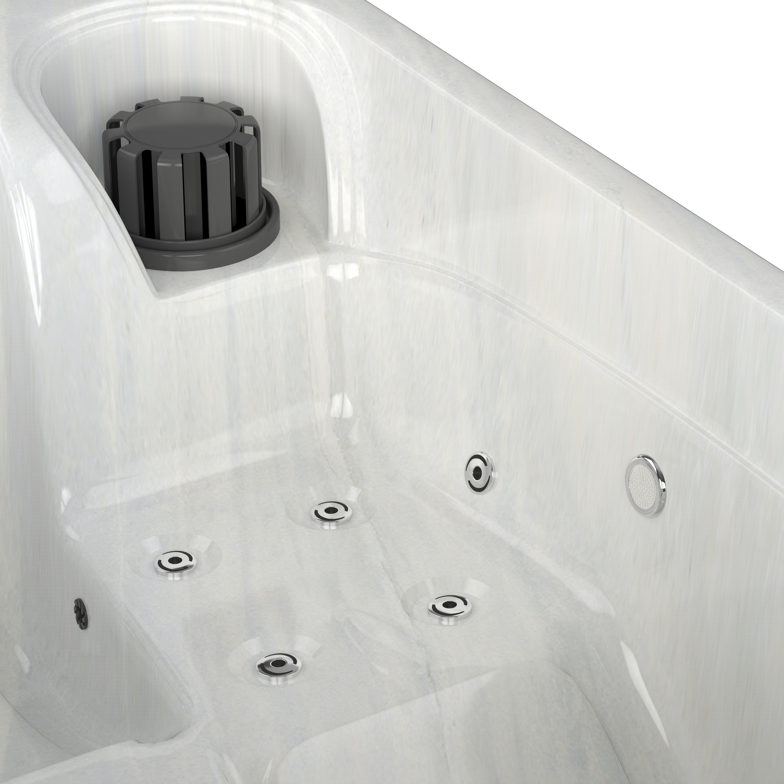 Bañera de hidromasaje exterior SPLIT MÁRMOL BLANCO con cubierta 175x115x70 cm resistente a las heladas