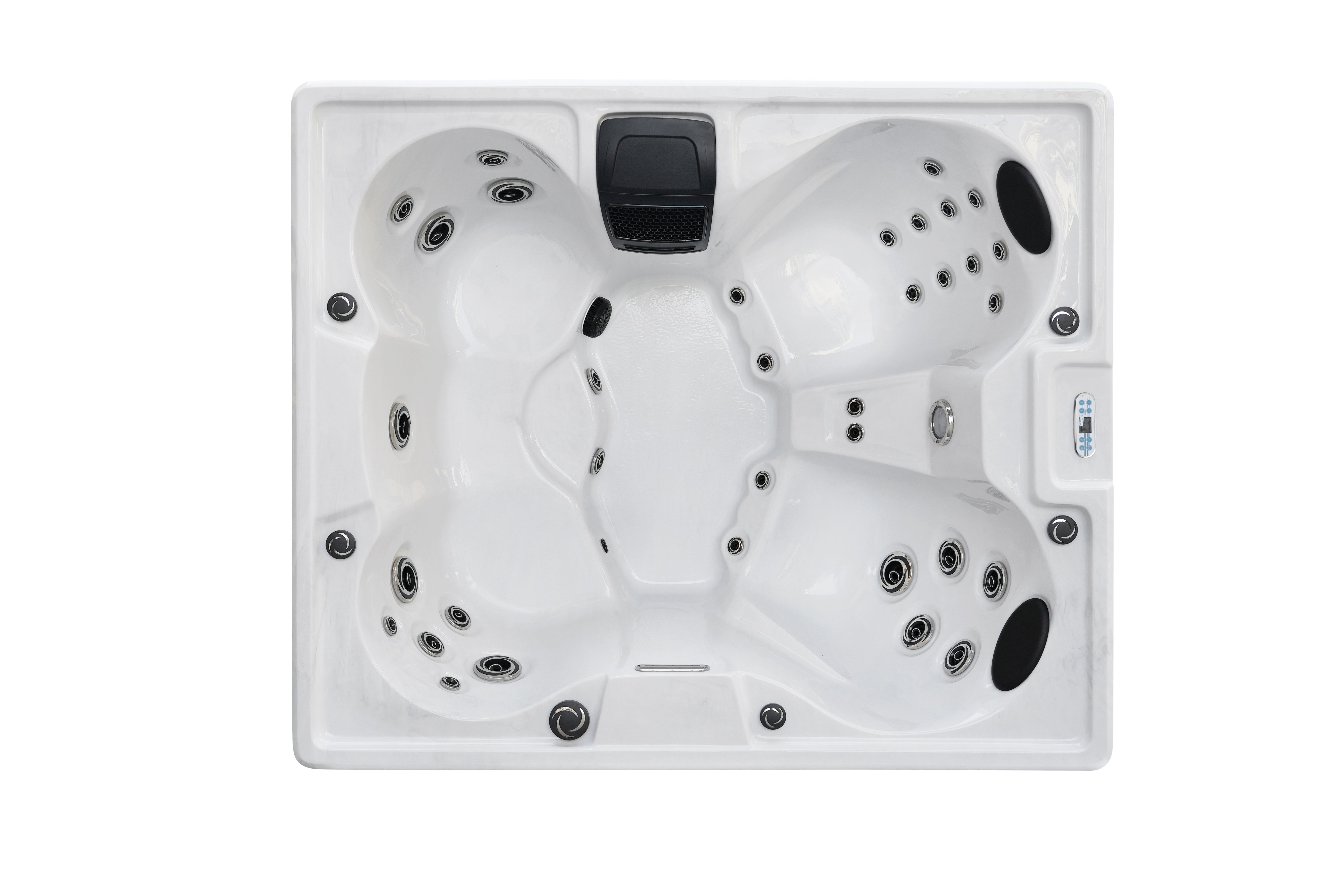 Outdoor whirlpool Catania WHITE MARBLE including cover 210x180x82 cm frost-proof