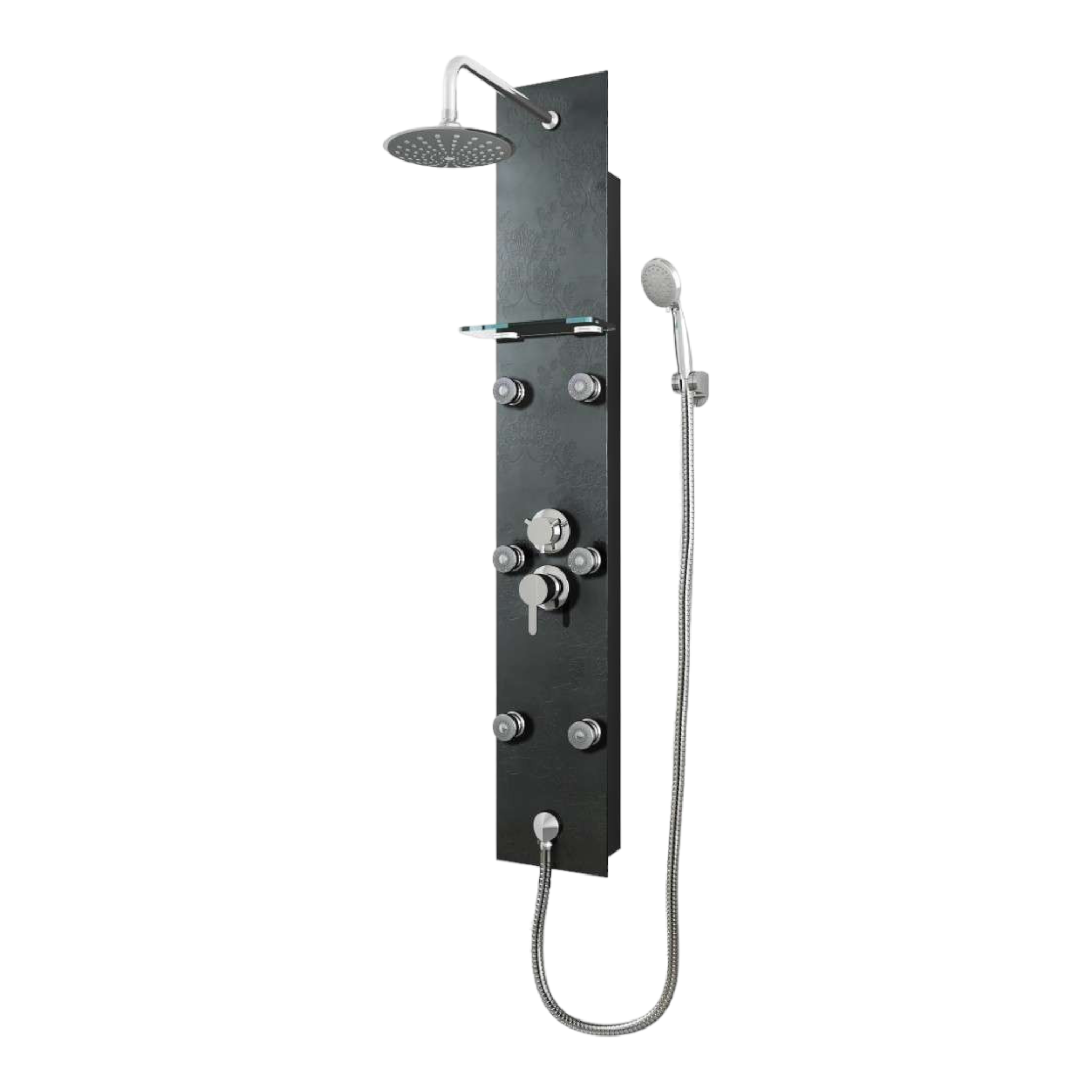 Panel de ducha masaje BARCELONA vidrio estructurado negro