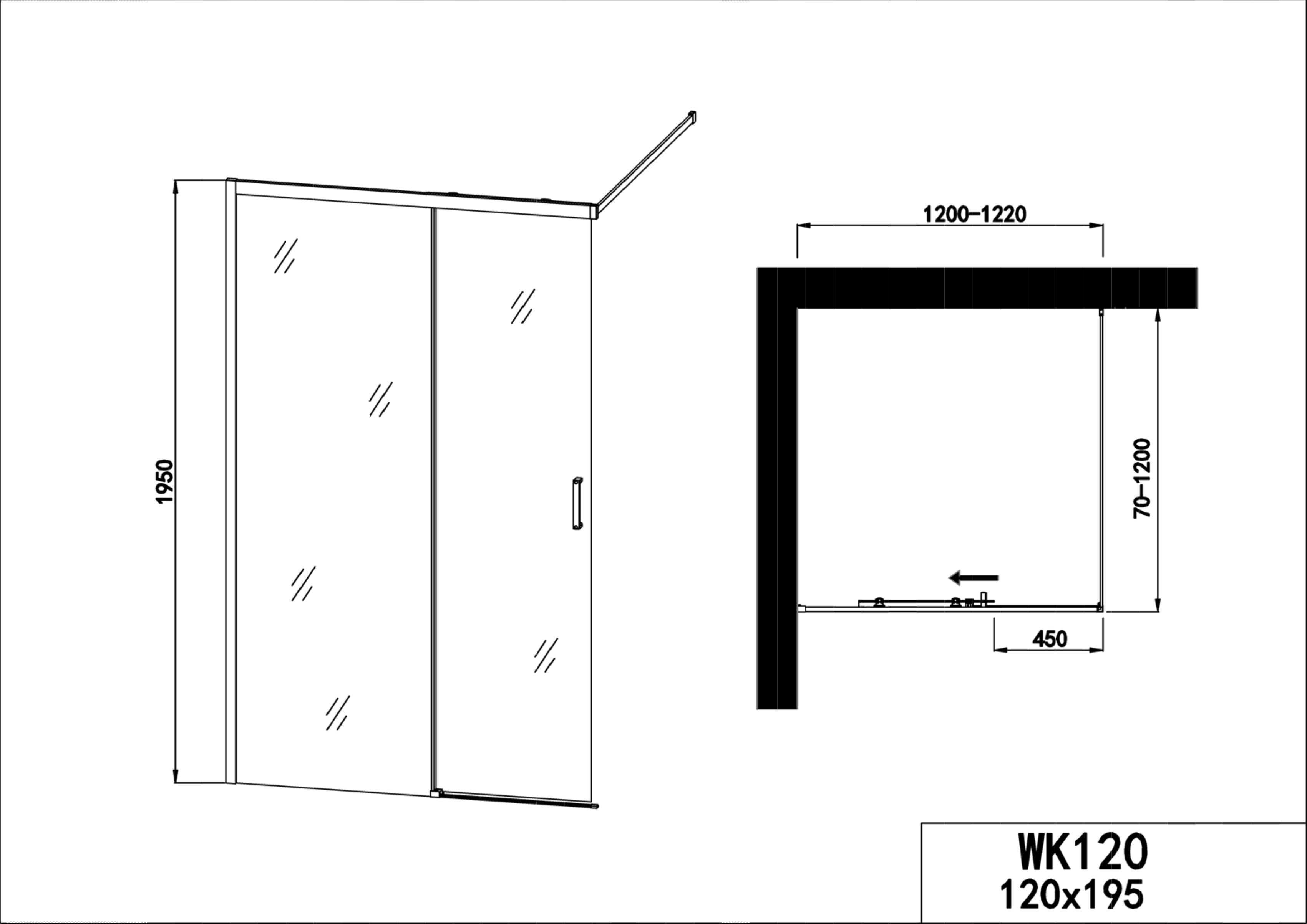 Mampara de ducha Elite cromada con puerta corredera reversible 120-122x195 cm