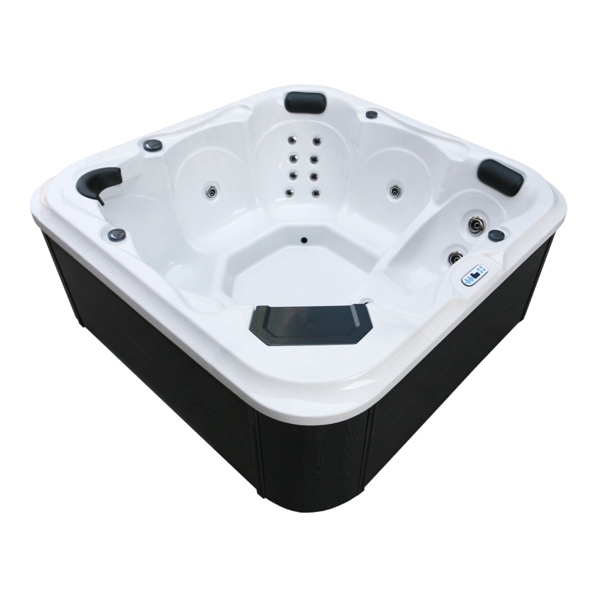 Outdoor whirlpool TIROL WHITE MARBLE including cover and steps - 210 x 210 x 80 cm frost-proof