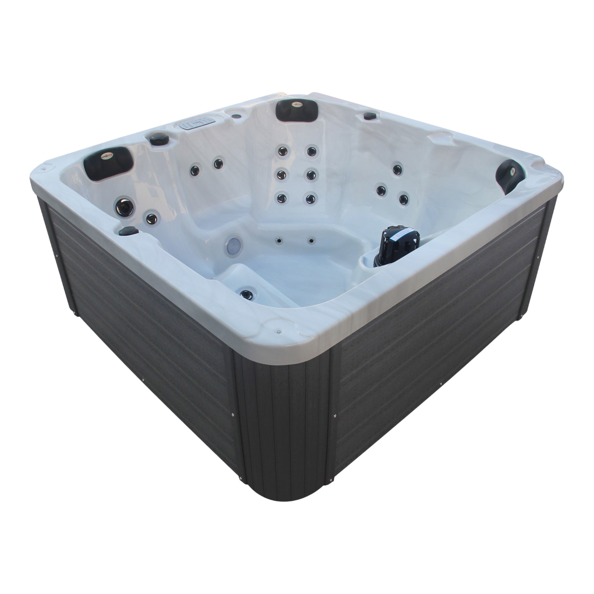 Outdoor whirlpool PALMA WHITE MARBLE including cover and steps 190x190x86 cm frost-proof