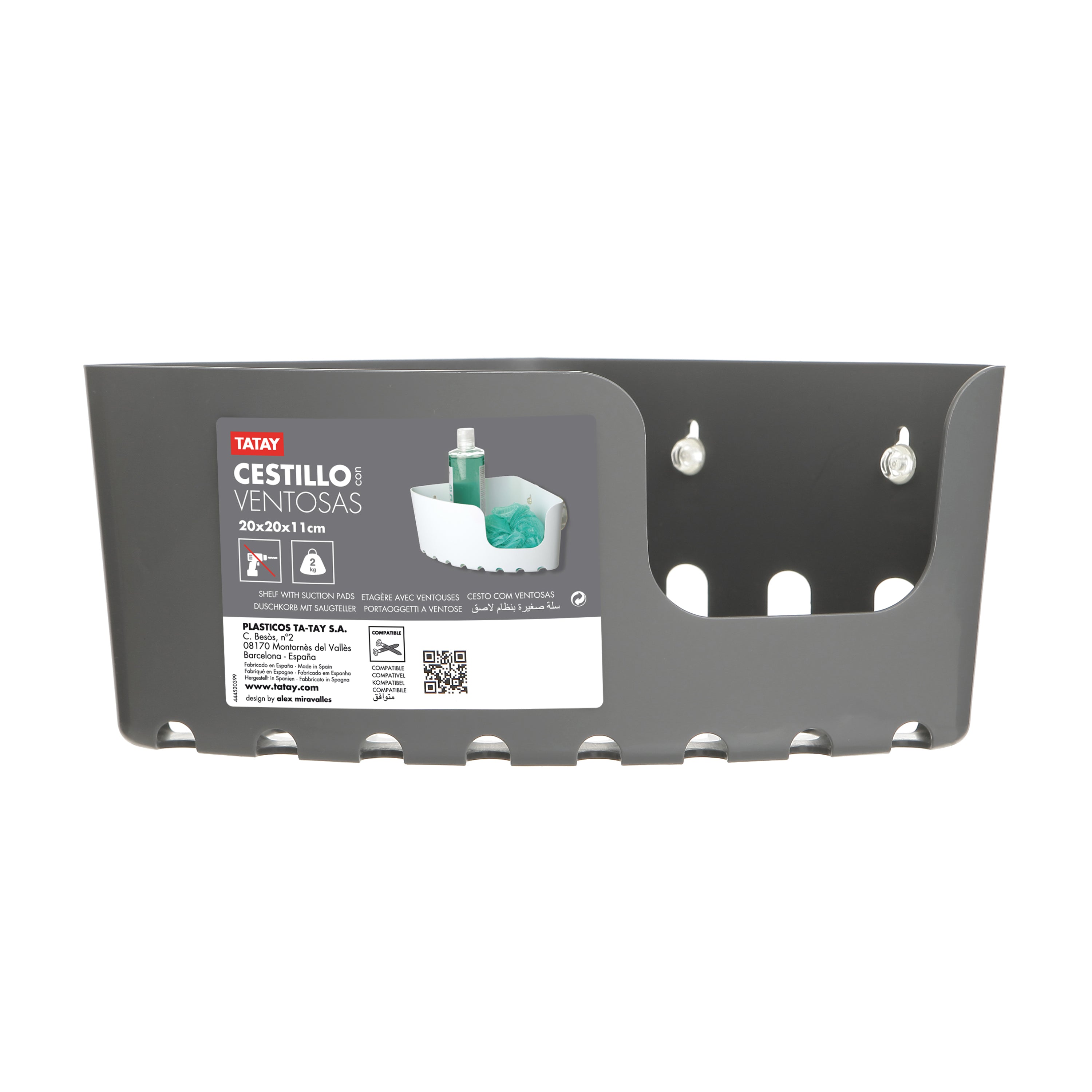 Eckduschkorb PVC Standard Grau