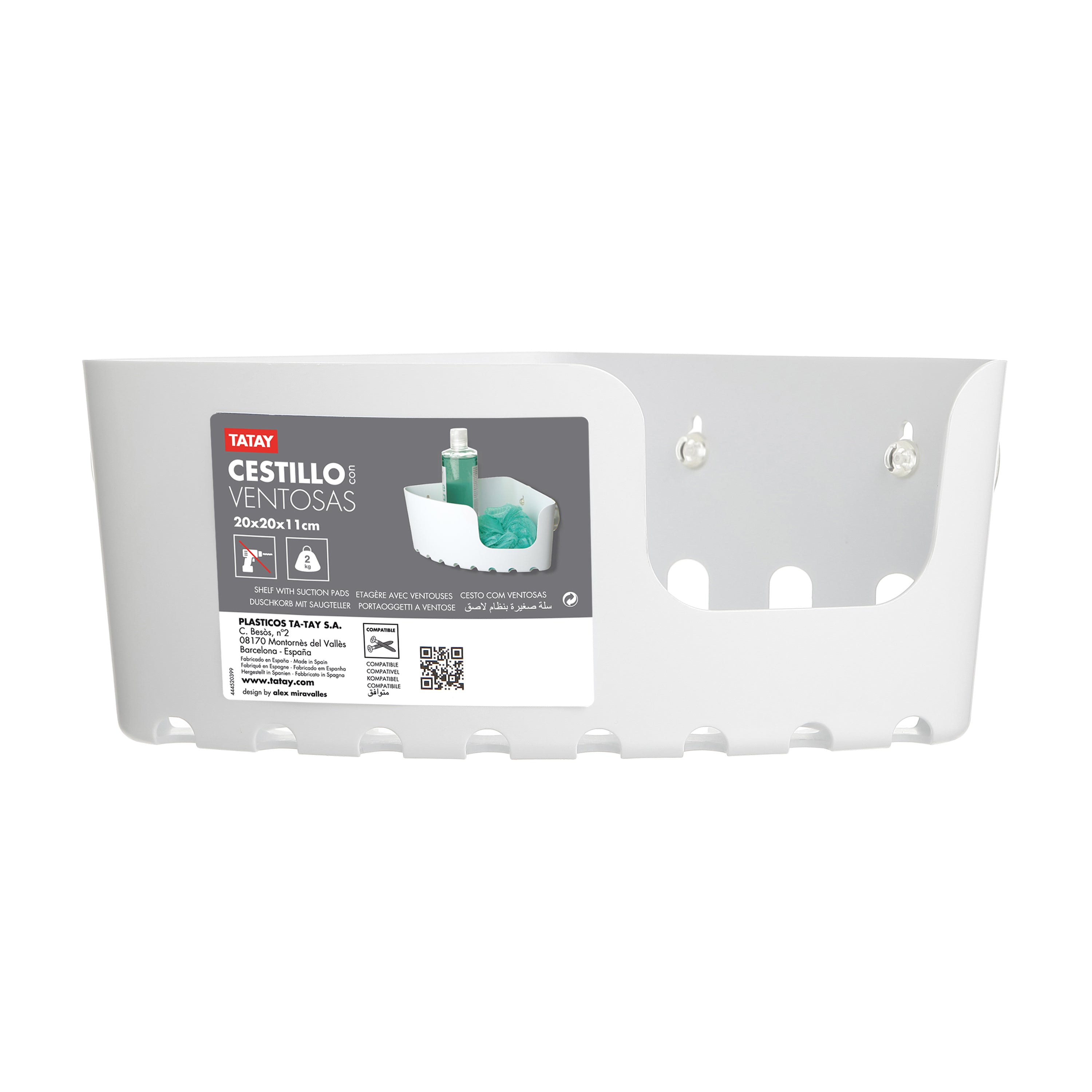 Cesta de ducha de esquina PVC estándar blanco