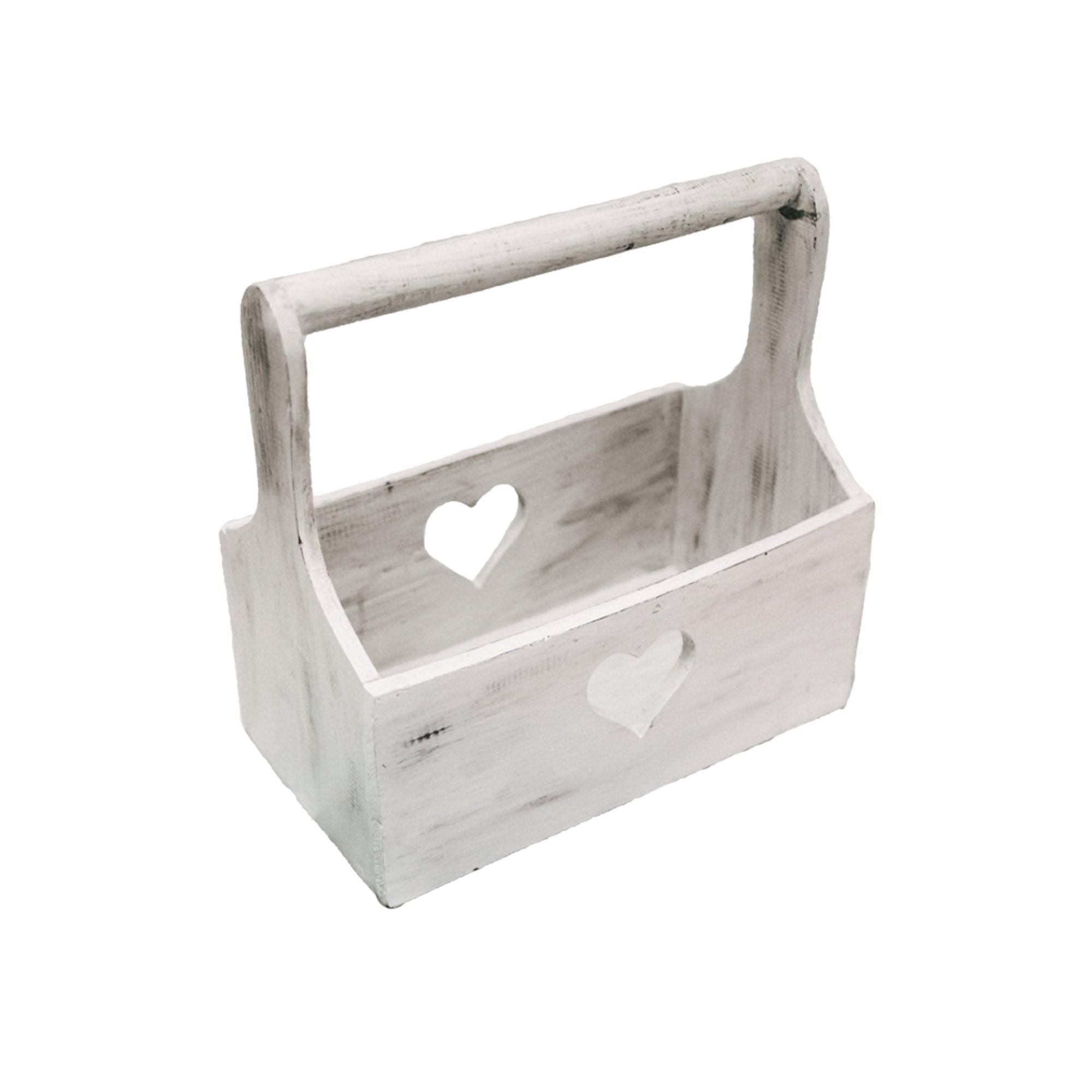 Decorative wooden basket heart with handle
