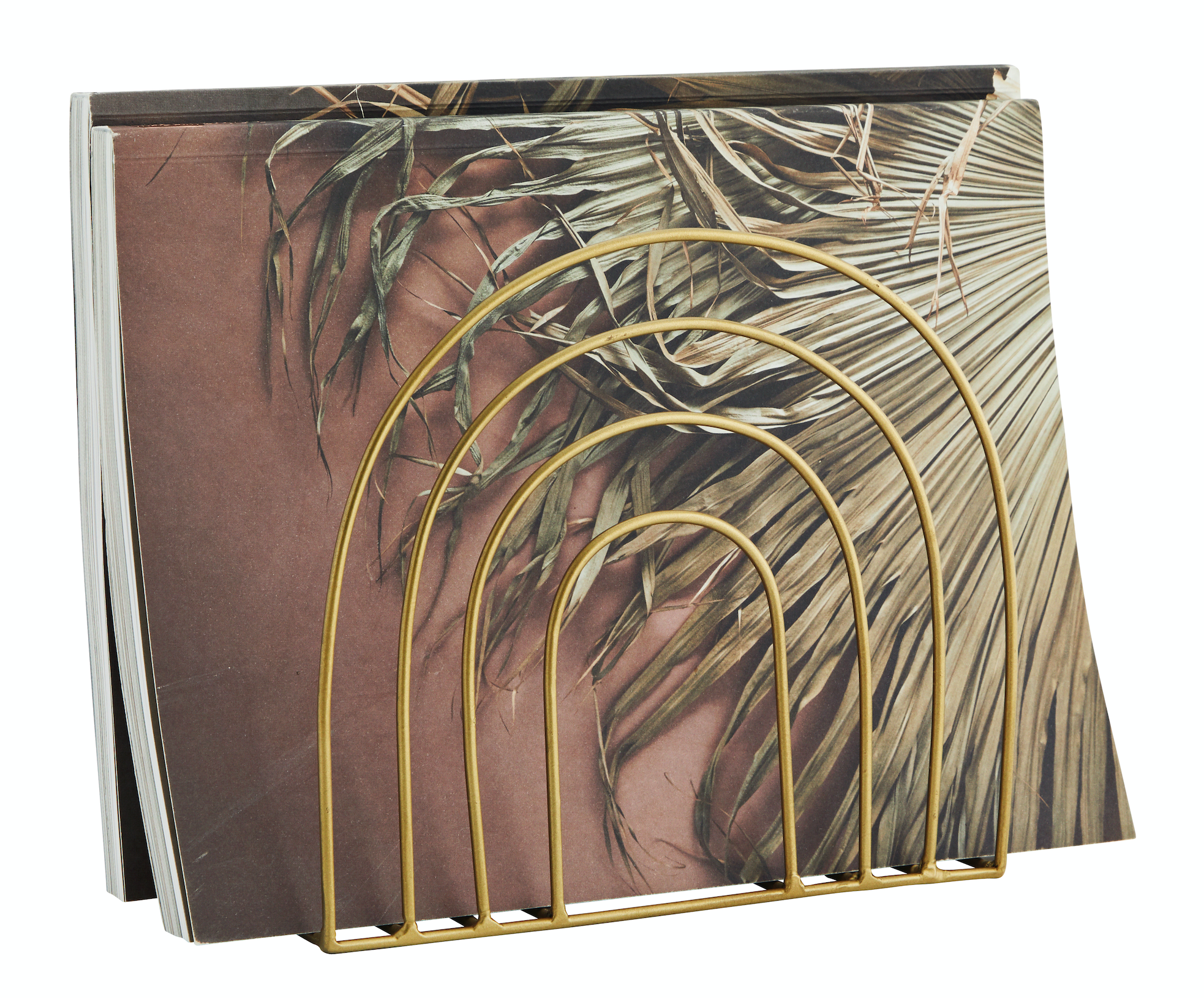 Porta revistas arcoíris dorado