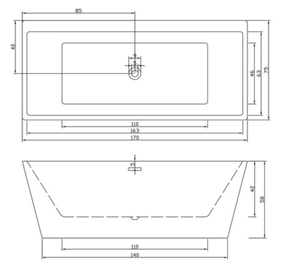 Freestanding bathtub OXFORD 178x88x83 cm