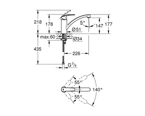 Einhand-Spültisch Armatur Grohe Start chrom