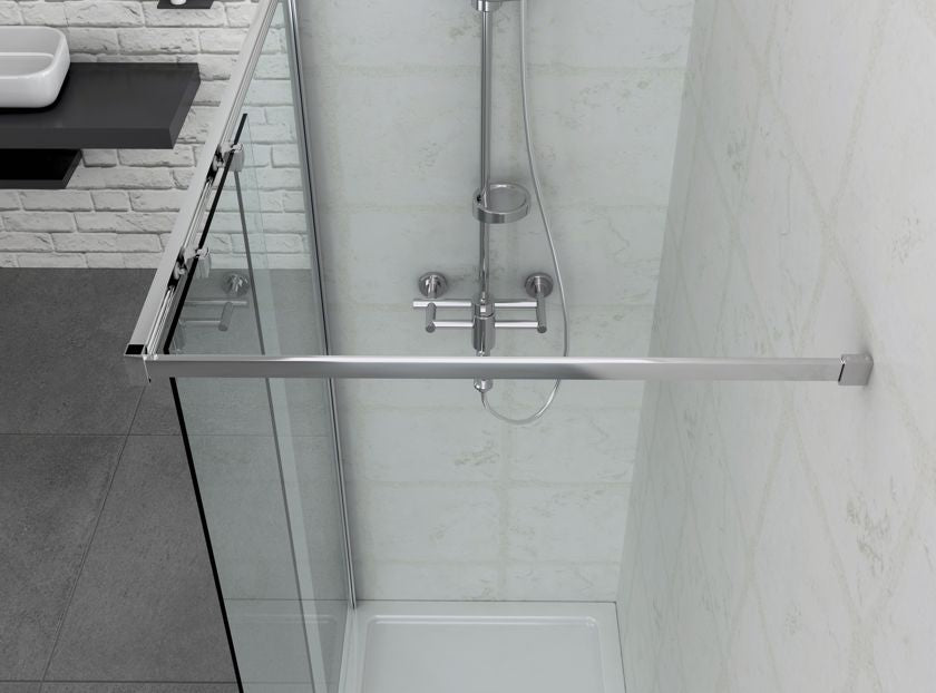Mampara de ducha Elite cromada con puerta corredera reversible 120-122x195 cm
