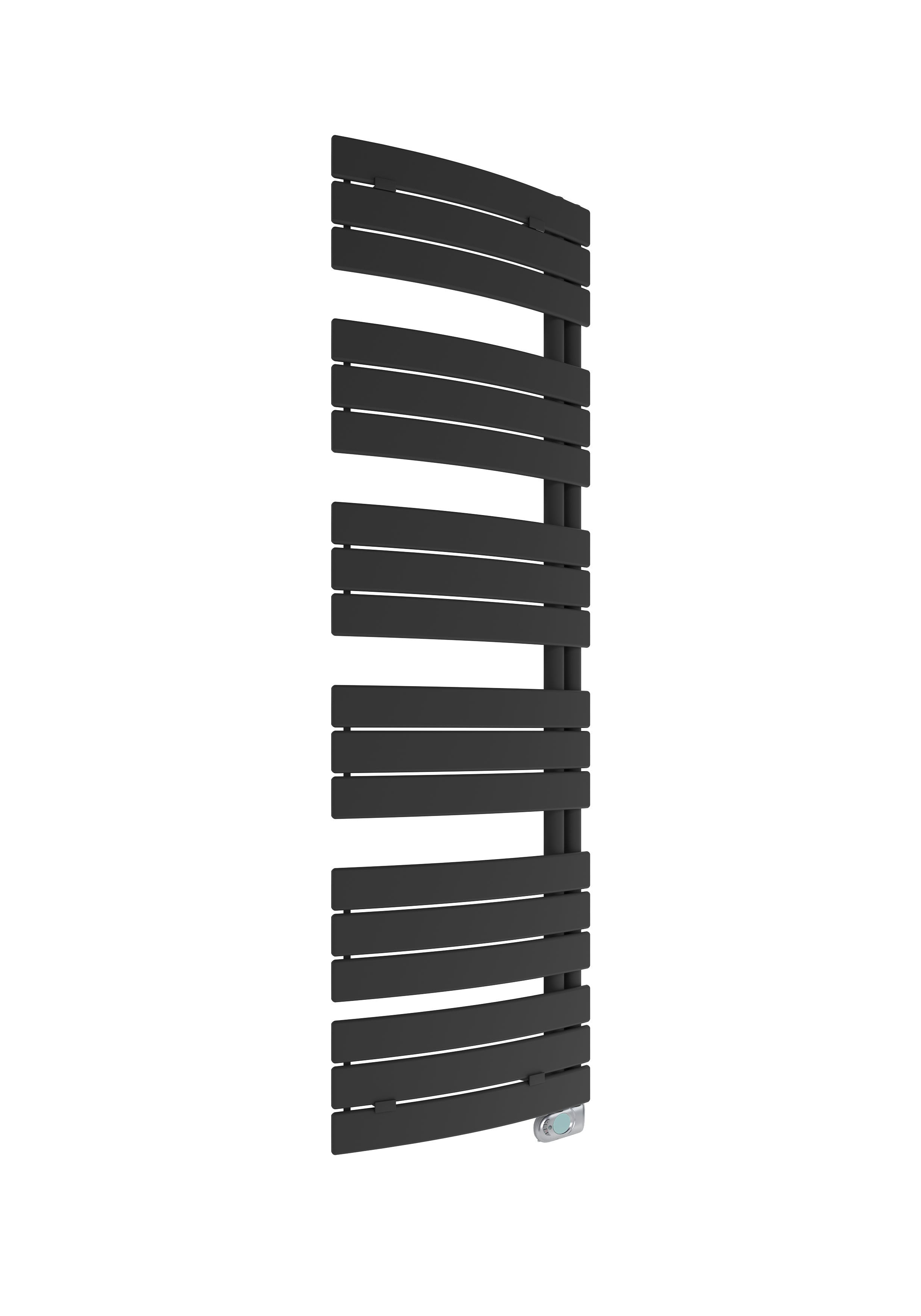 Radiador eléctrico de diseño E-Salzburg, negro mate, curvo 168 x 55 cm