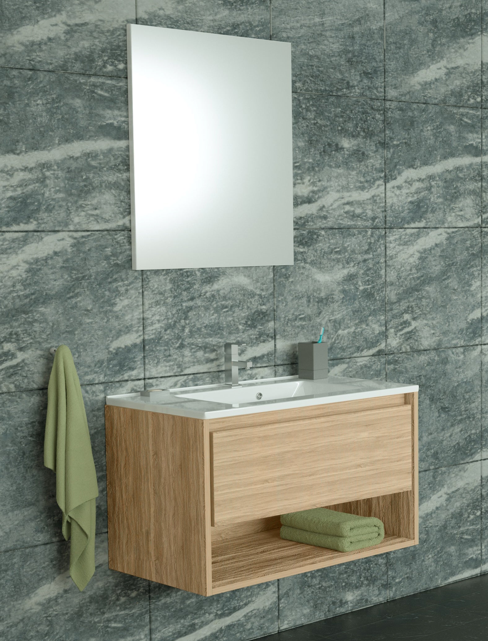 Conjunto mueble de baño ROBLE NATURAL 60/80