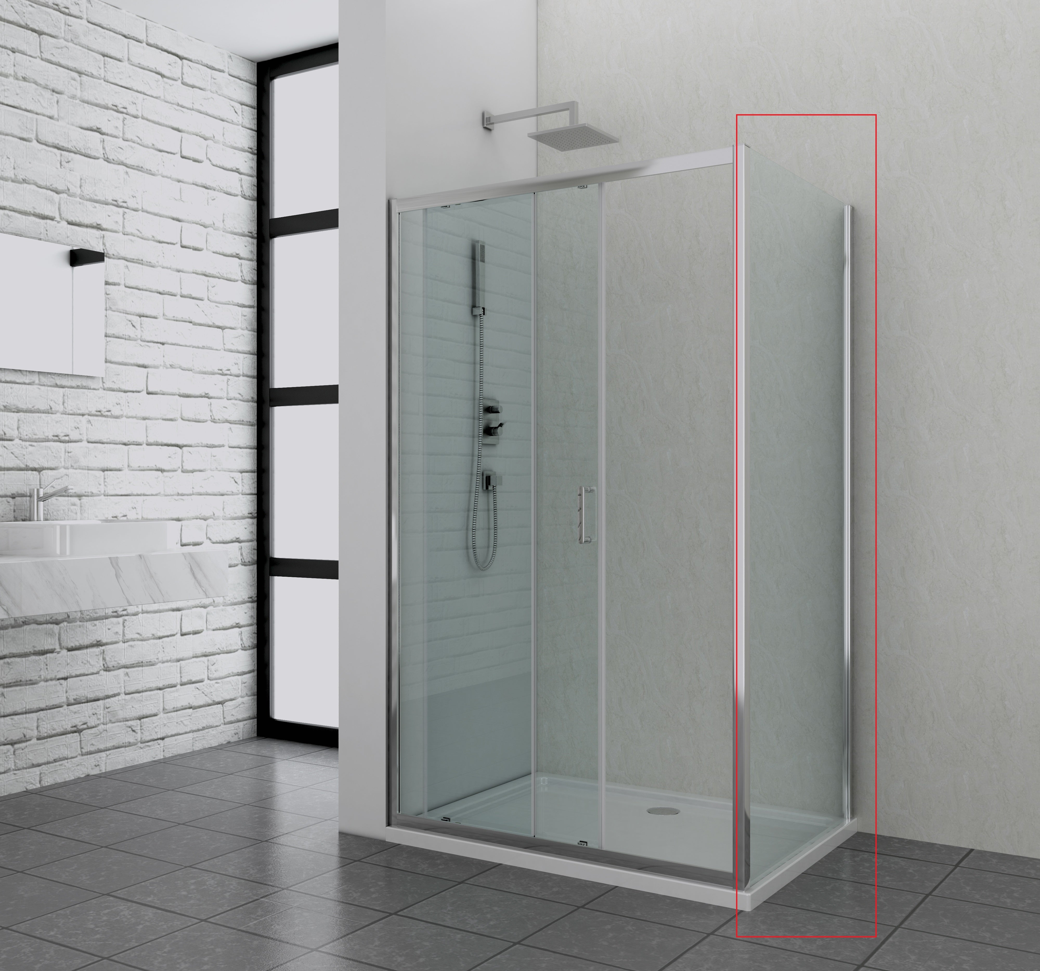Elemento fijo de cristal Elite cromado de 6 mm con Easy Clean en 2 tamaños diferentes